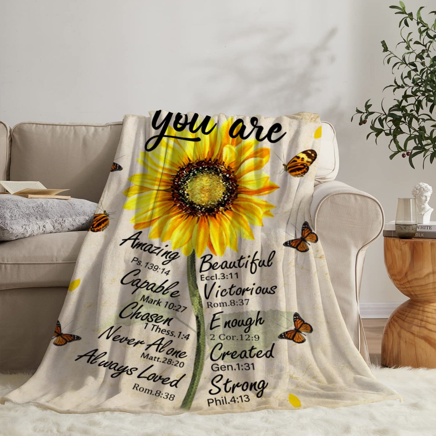 Christian Gifts for Women Inspirational Bible Verse Blanket Religious Scripture Prayer Faith Throw Blanket Soft Flannel Healing Blanket 50"X40"