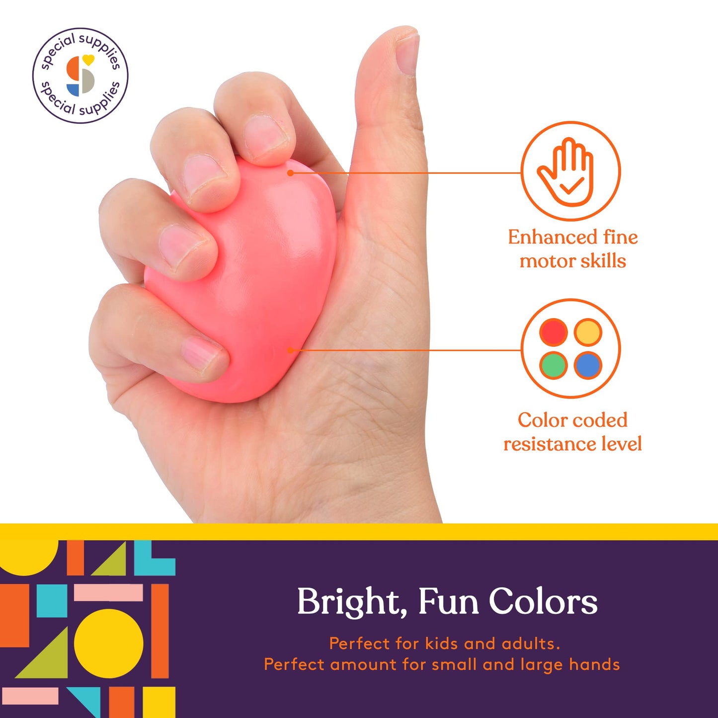 Special Supplies Therapy Putty for Teens and Adults - Resistive Hand Exercise Stress Relief Therapy Putty Kit, Set of 4 Strengths, Three Ounces of Each Putty (Primary Colors)