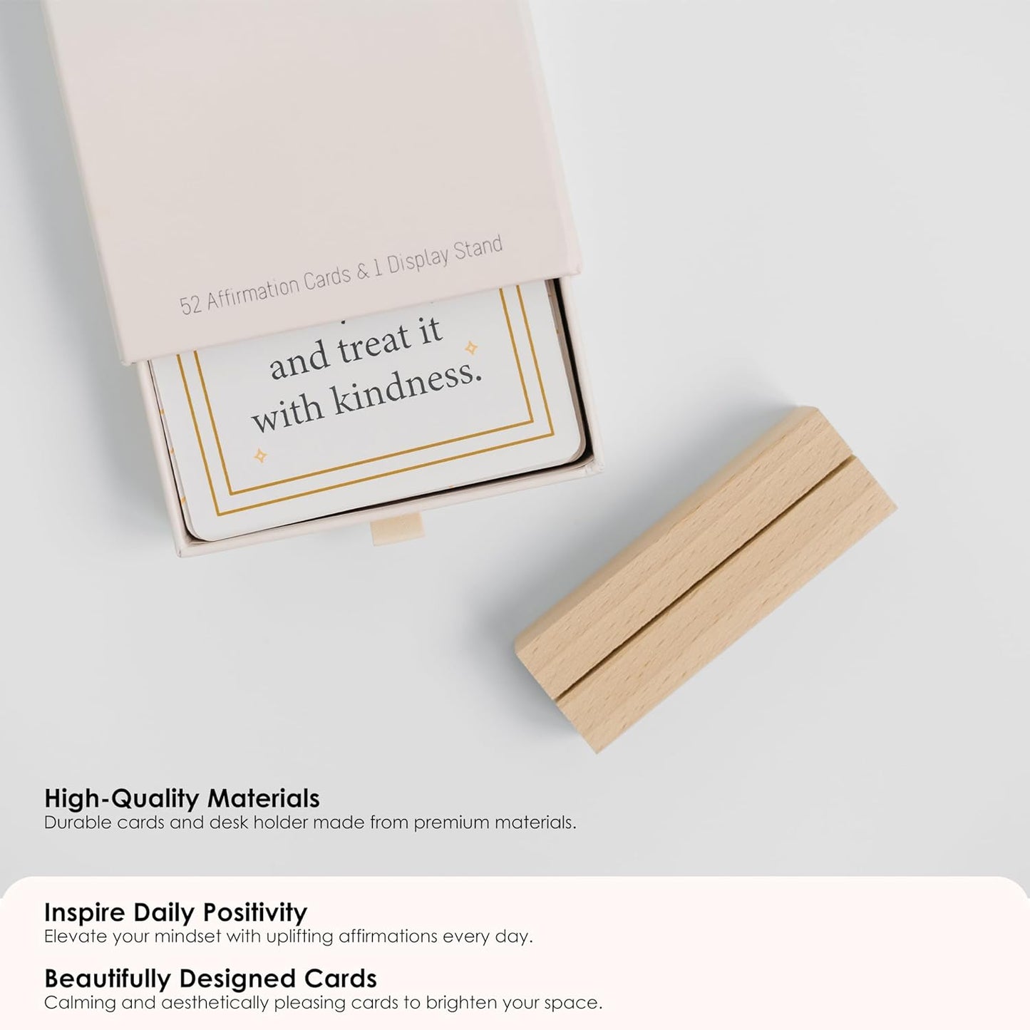 I Am Positive Affirmation Cards | 52 Decor Cards with Wooden Stand | Inspirational Cards with Soothing Colors to Display on Vision Boards | Giftable Affirmations