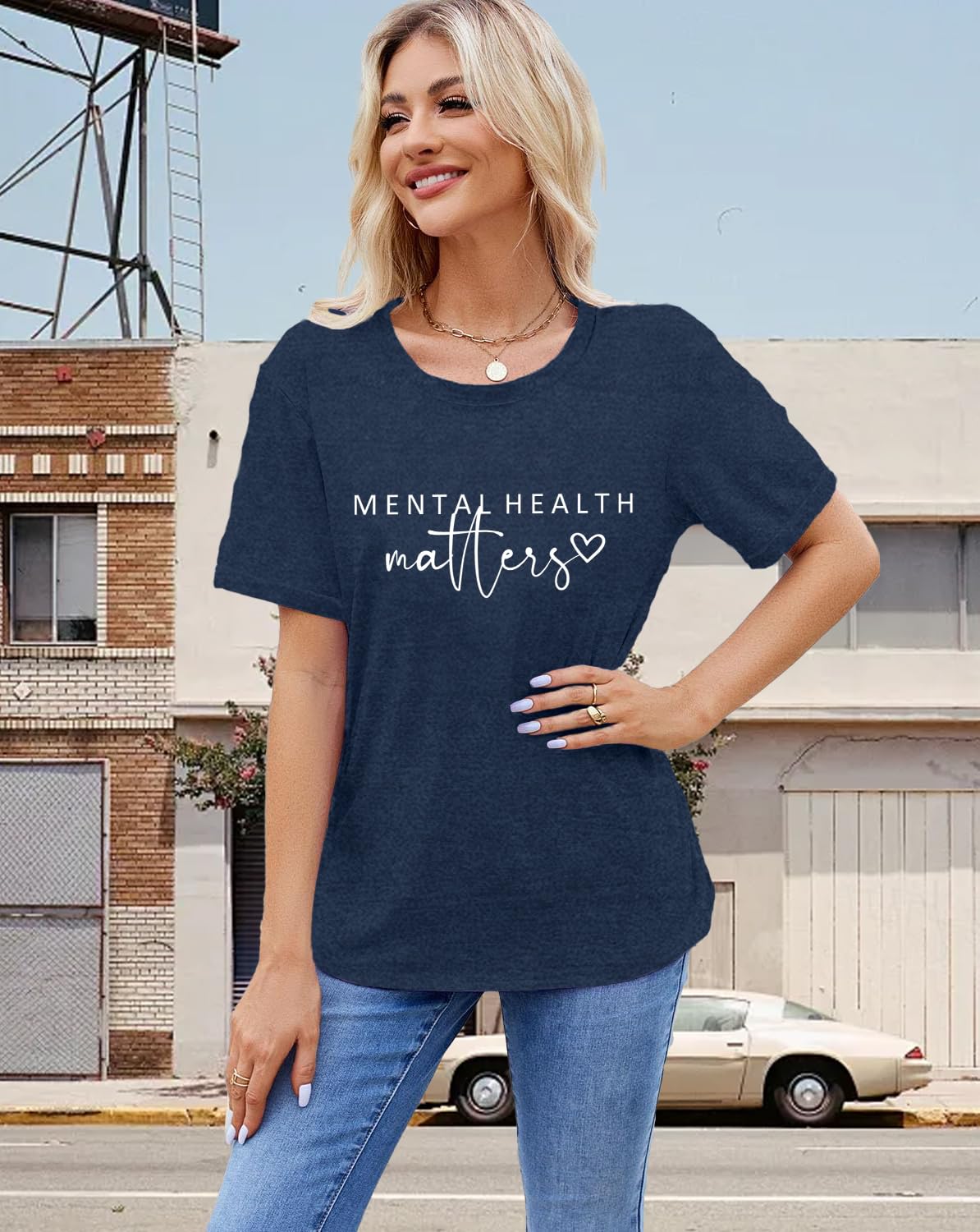 Womens Mental Health Matter Shirts Brain Illness T-Shirt Inspirational Therapist Tee Tops