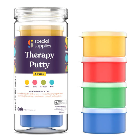 Special Supplies Therapy Putty for Teens and Adults - Resistive Hand Exercise Stress Relief Therapy Putty Kit, Set of 4 Strengths, Three Ounces of Each Putty (Primary Colors)