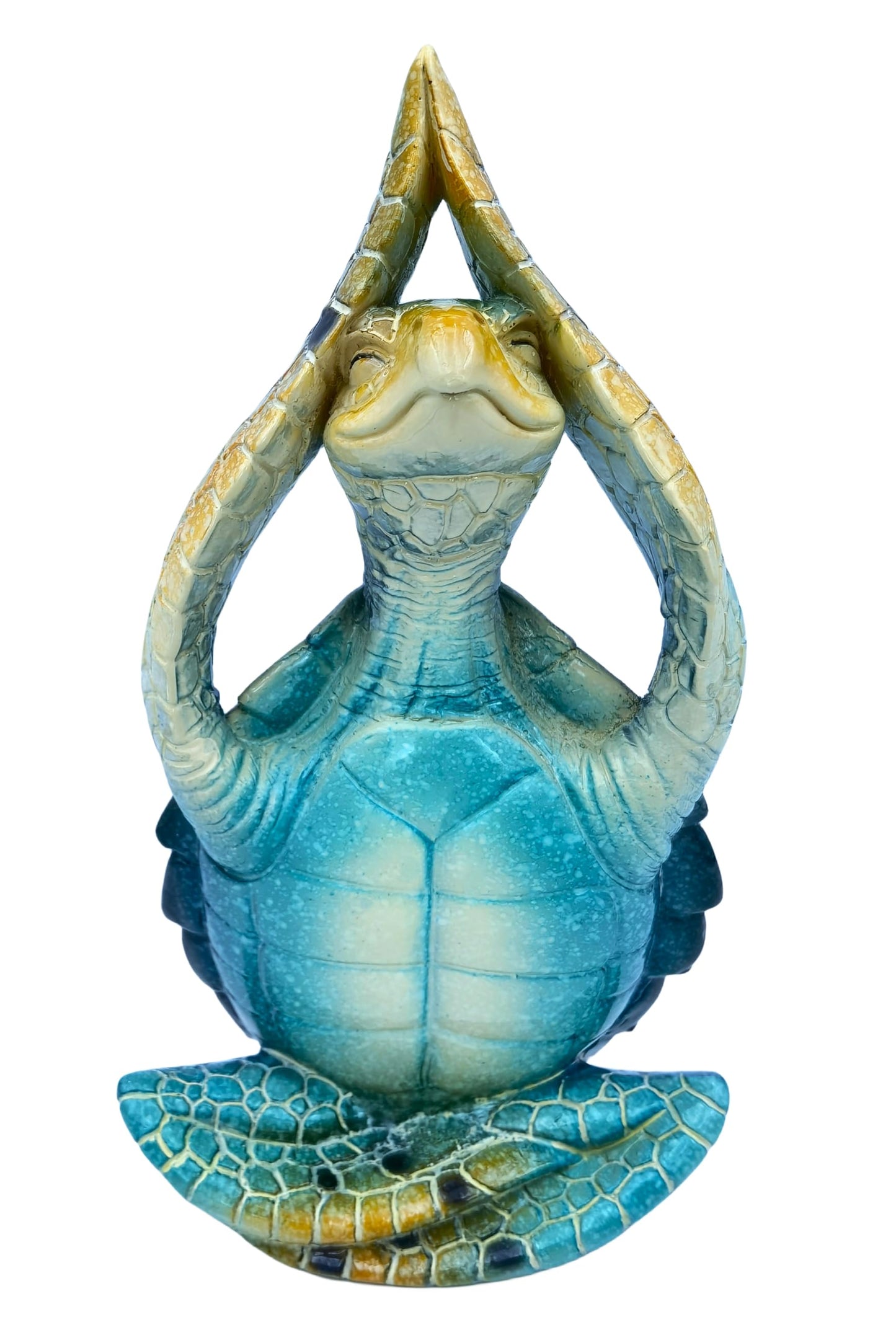 VVGIFTS Sea Turtle Meditation Yoga Decor, Garden Figurine Sea Turtle Meditating Coastal Beach Decorations, Zen Yoga Resin Statue for Home Office Decorations (Put The Palm Separate)