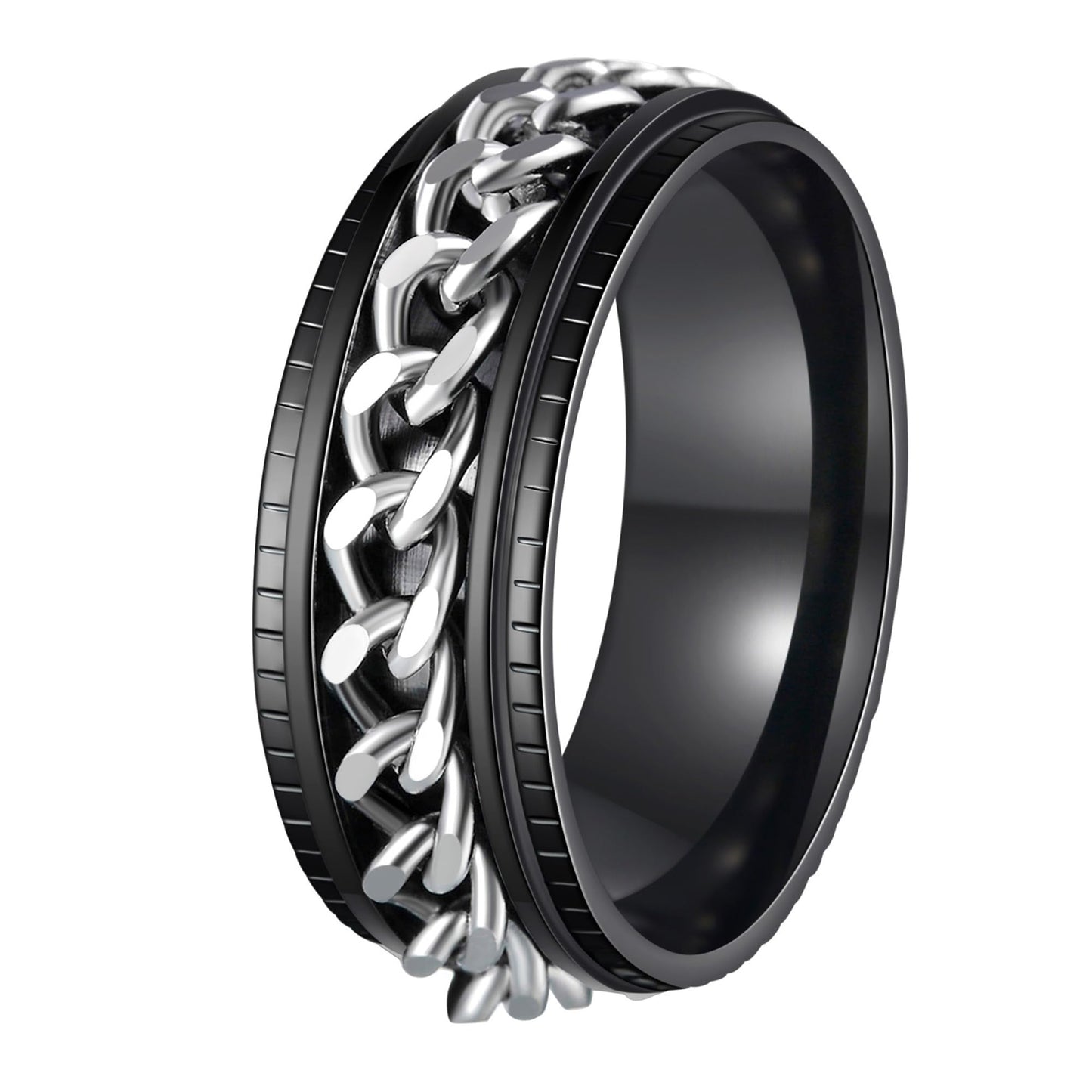 Mens Fidget Rings Anxiety Rings for Men Womens Chain Spinner Rings for Adults Titanium Steel Rings