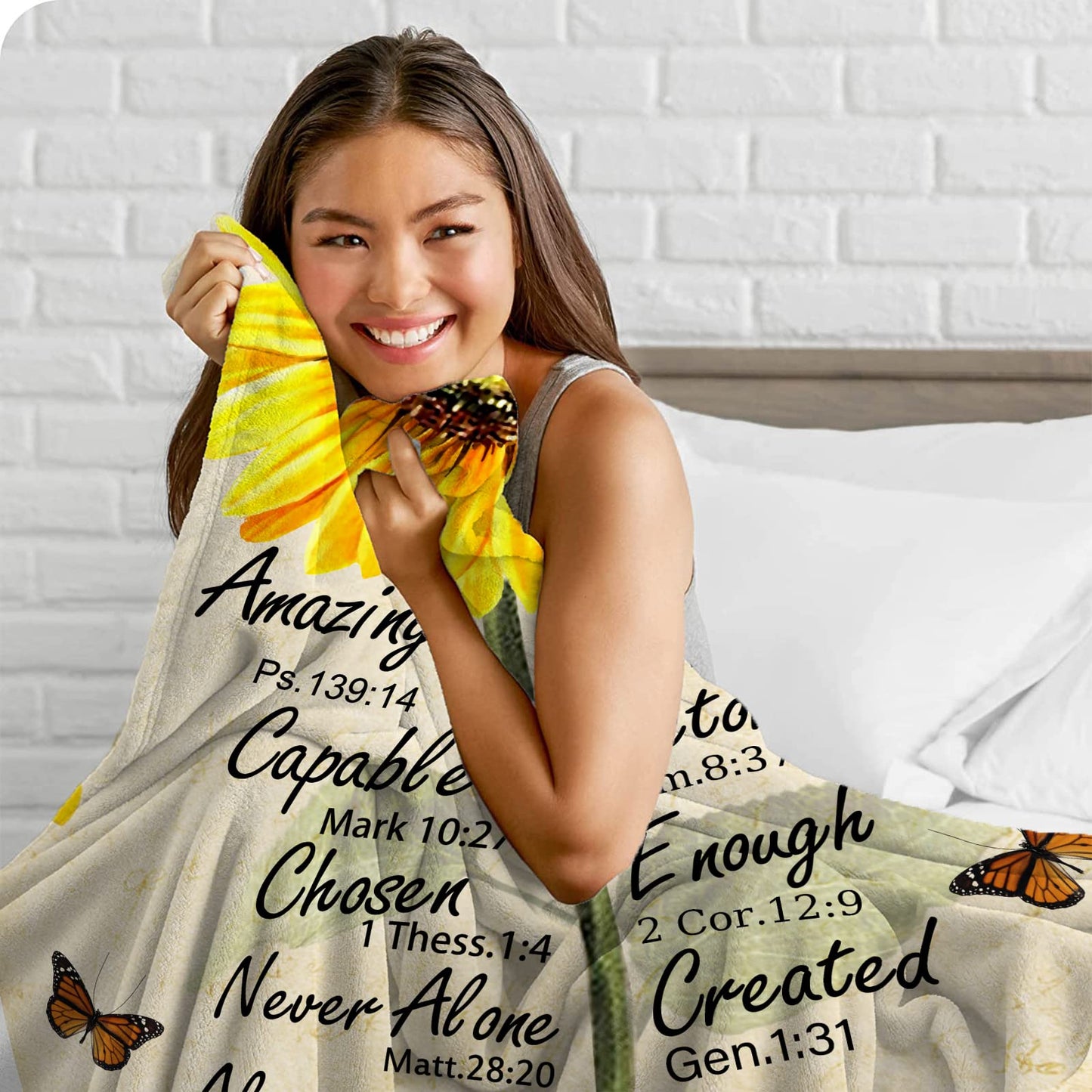 Christian Gifts for Women Inspirational Bible Verse Blanket Religious Scripture Prayer Faith Throw Blanket Soft Flannel Healing Blanket 50"X40"