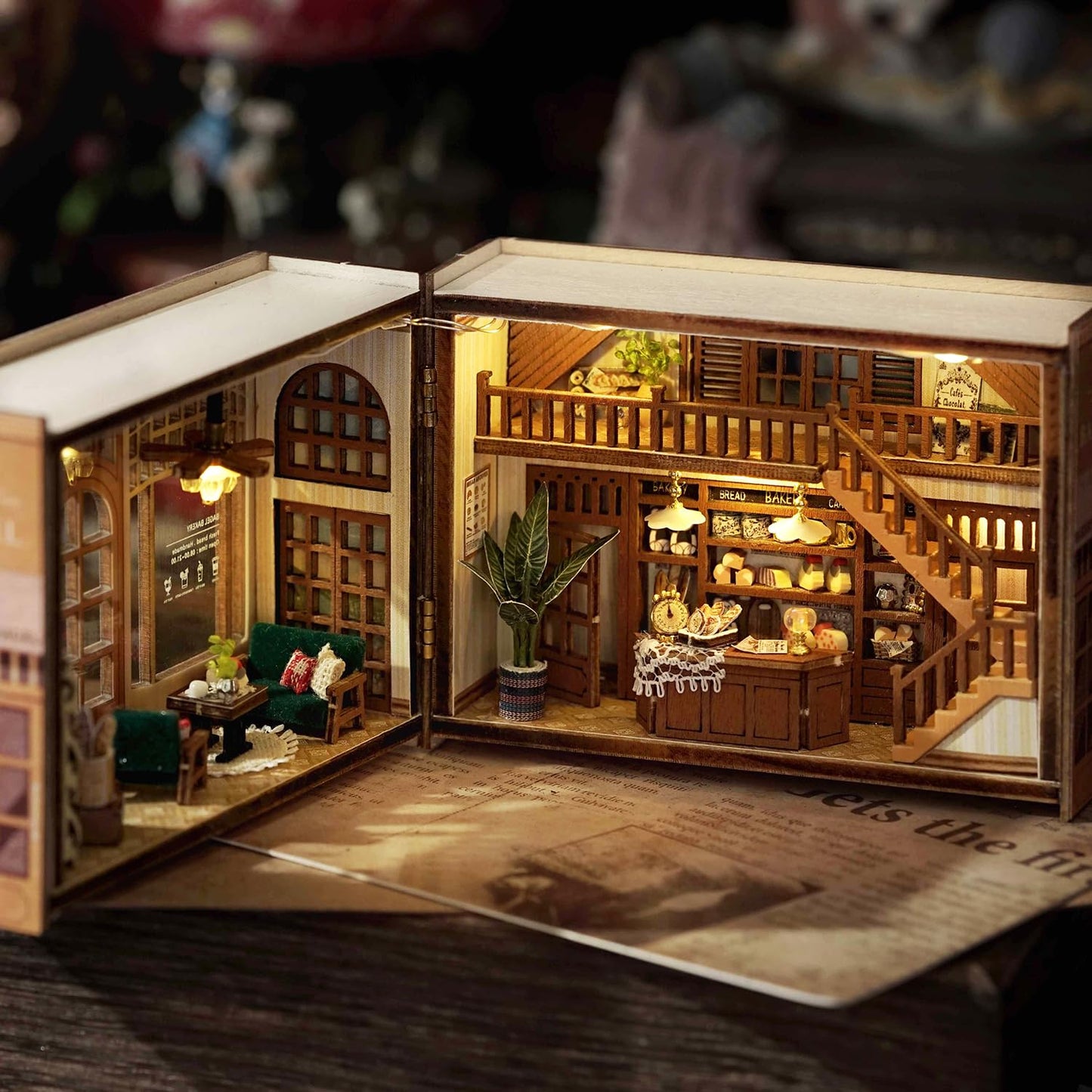 TuKIIE DIY Miniature Dollhouse Kit with Furniture, 1:32 Scale Opened & Closed Mini Cube Wooden Doll House Book Nook Creative Room for Kids Teens Adults(Forest Wonderland)