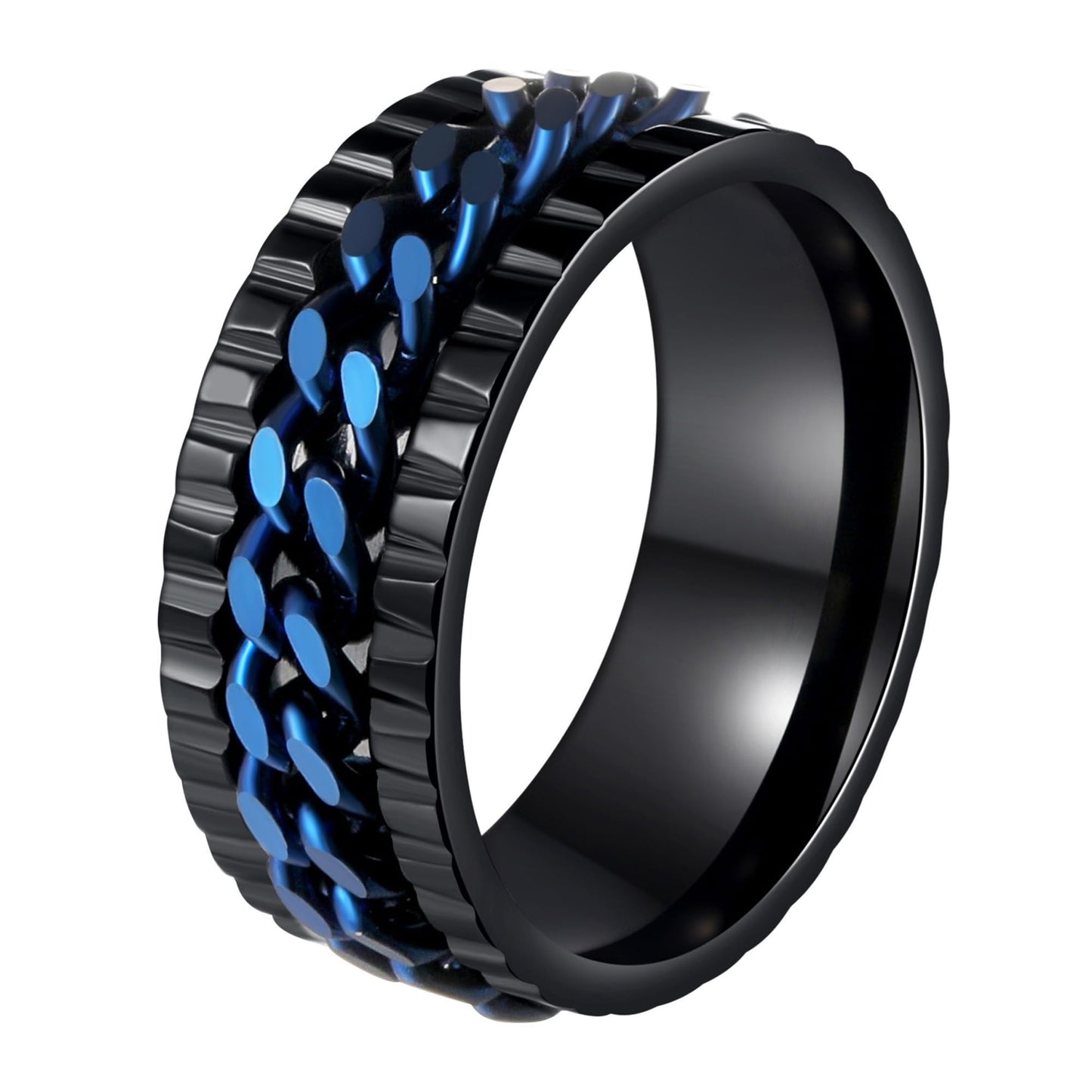 Mens Fidget Rings Anxiety Rings for Men Womens Chain Spinner Rings for Adults Titanium Steel Rings