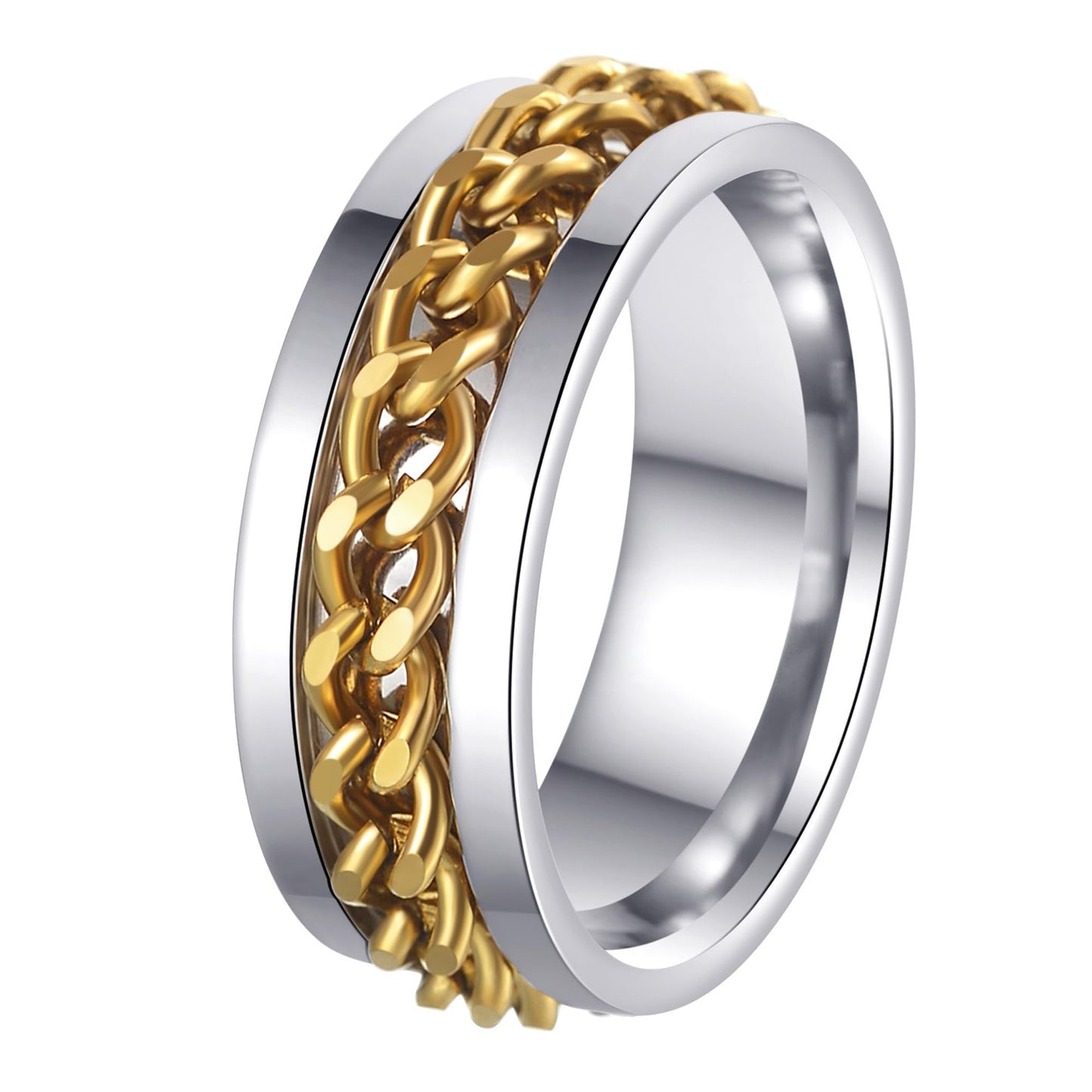 Mens Fidget Rings Anxiety Rings for Men Womens Chain Spinner Rings for Adults Titanium Steel Rings