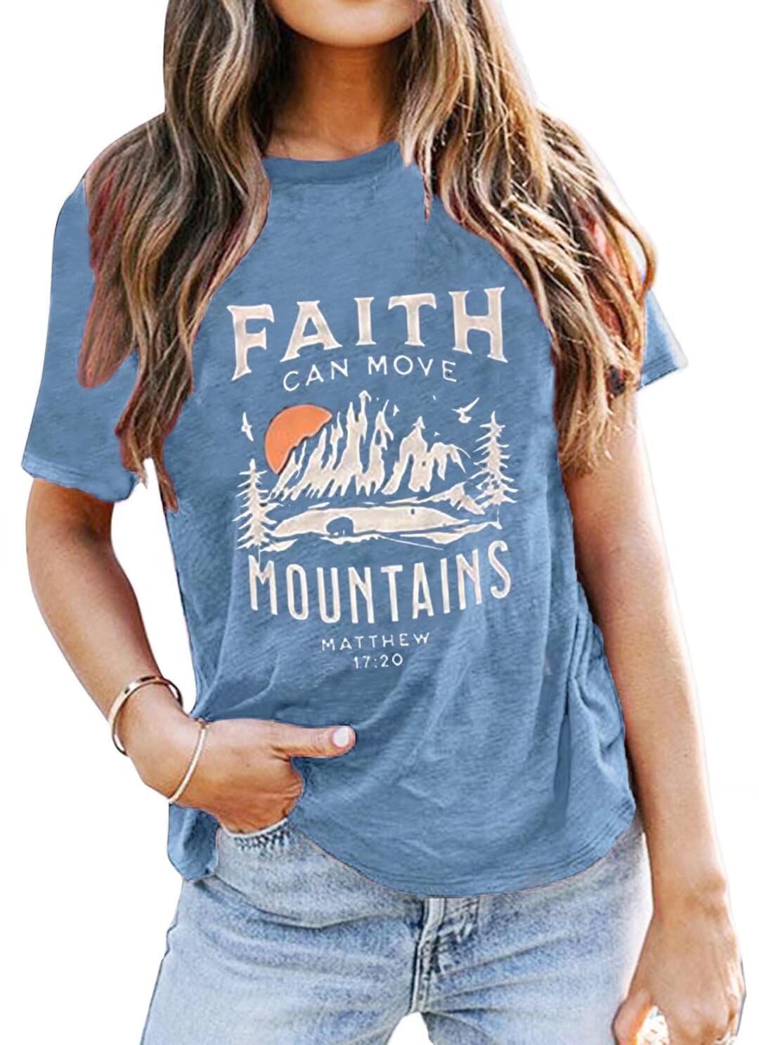 Sun and Mountain Shirt for Women Camping Hiking Shirt Sunrise Pine Tree Graphic Tees Nature Casual Short Sleeve Shirt