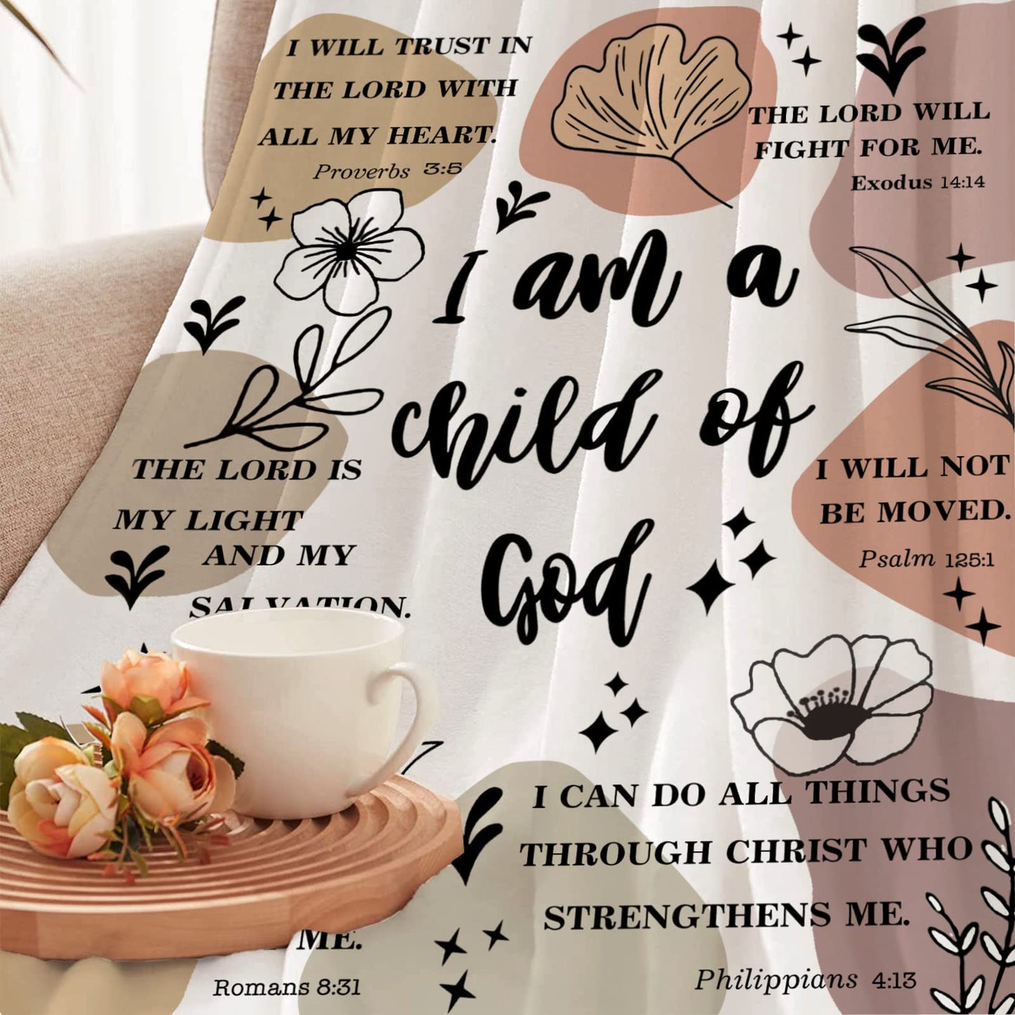 Christian Gifts for Women Inspirational Bible Verse Blanket Religious Scripture Prayer Faith Throw Blanket Soft Flannel Healing Blanket 50"X40"