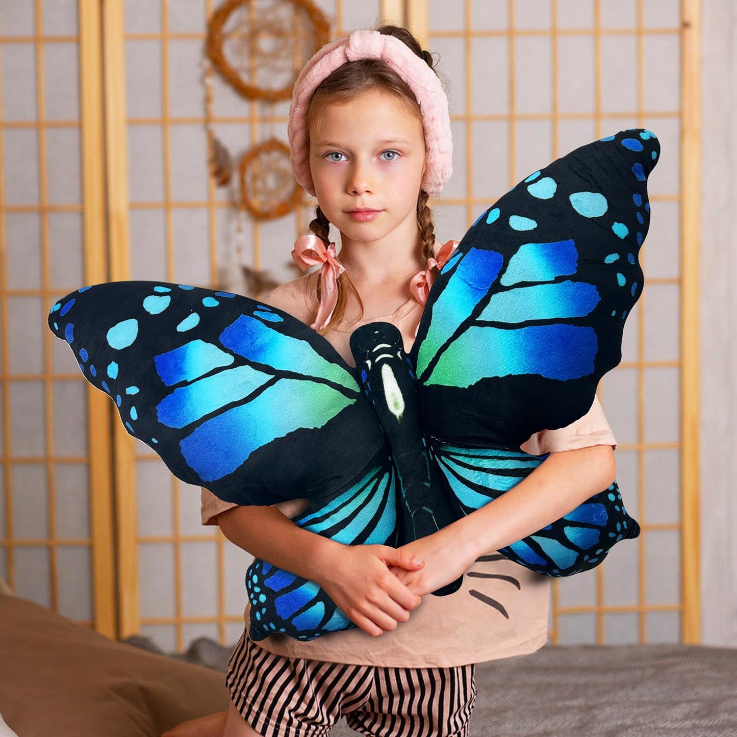 Butterfly Decorations Pillow Decorative Throw-Pillow Stuffed Animal Plush Gifts for Women Decor for Room Home Garden 24.4" x 16.5"