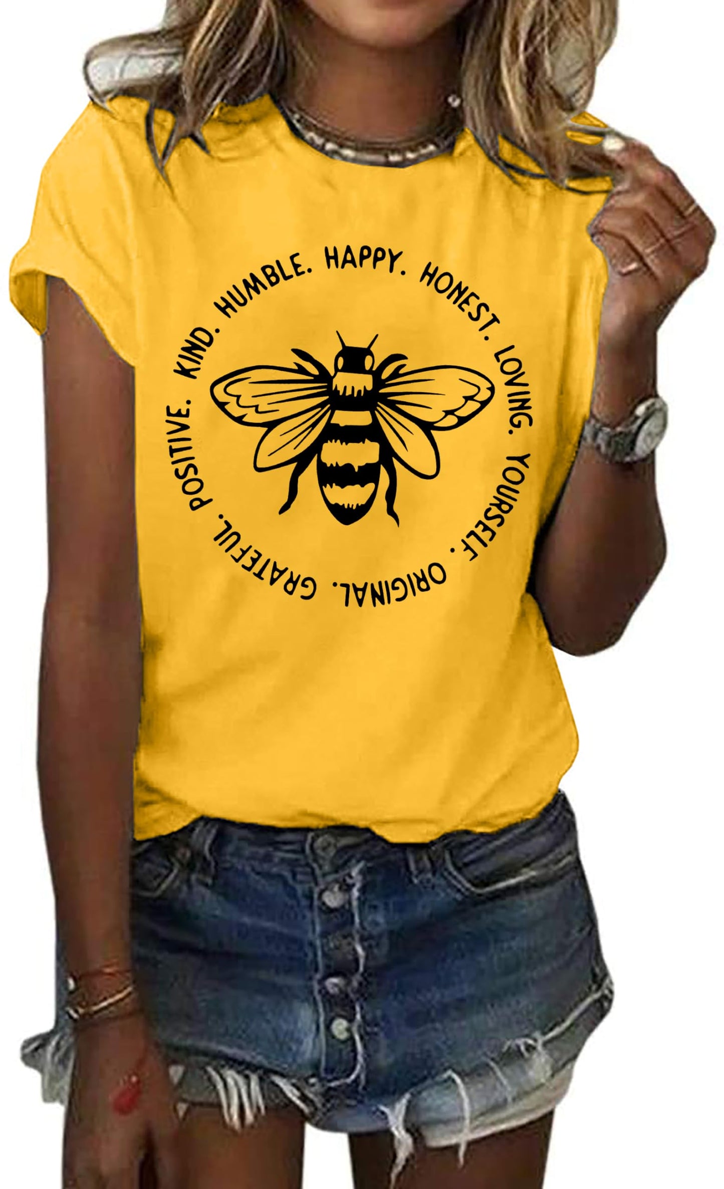 Bee T-Shirt for Women: Cute Bee Graphic Shirts Bee Kind T Shirt Funny Inspirational Casual Tees Tops