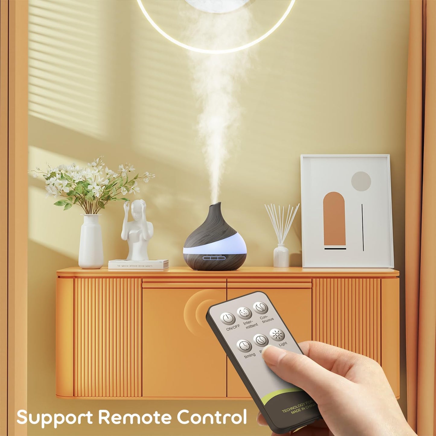 500ML Essential Oil Diffuser: Aroma Diffuser with Remote Control for Hotel Spa Yoga Room - Humidifier with 14 Colors LED Night Light for Bedroom Home Relaxation