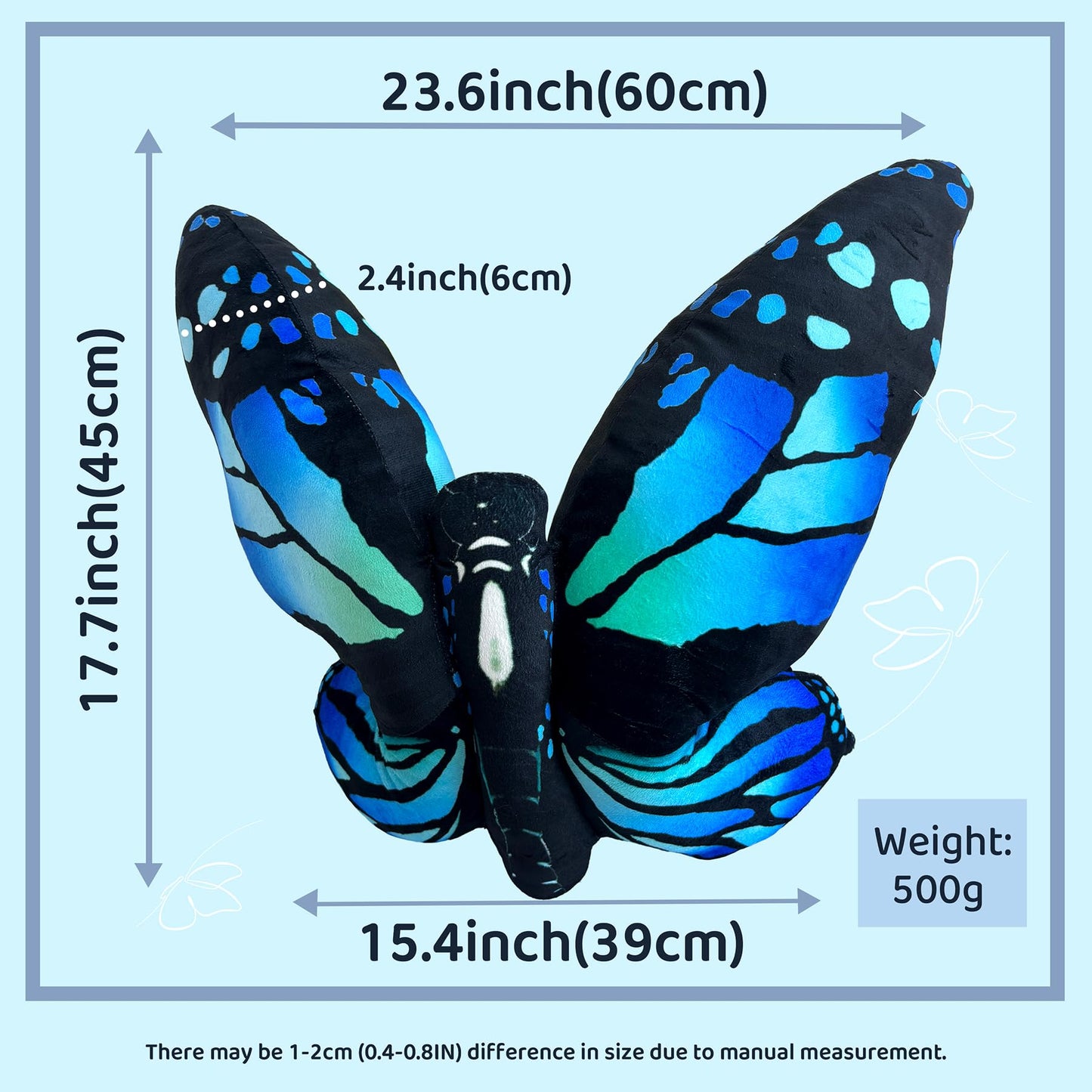 Butterfly Decorations Pillow Decorative Throw-Pillow Stuffed Animal Plush Gifts for Women Decor for Room Home Garden 24.4" x 16.5"