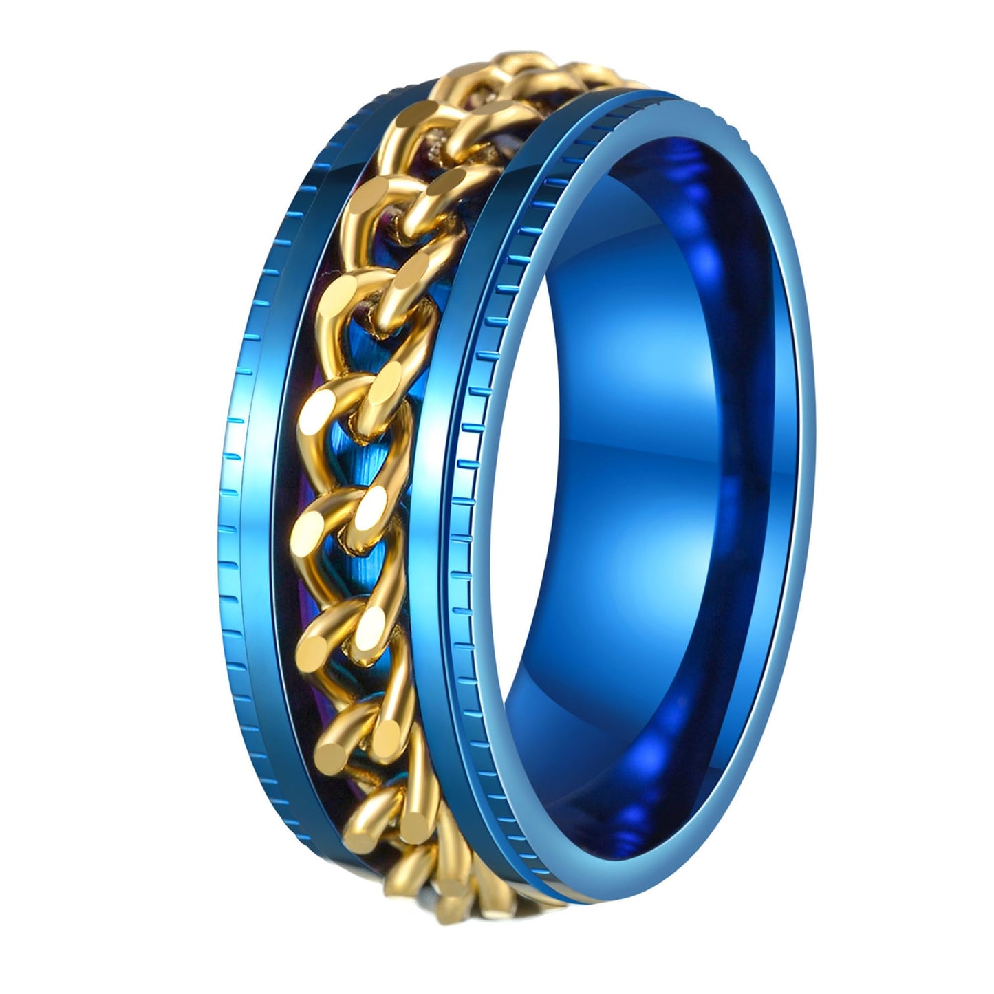 Mens Fidget Rings Anxiety Rings for Men Womens Chain Spinner Rings for Adults Titanium Steel Rings