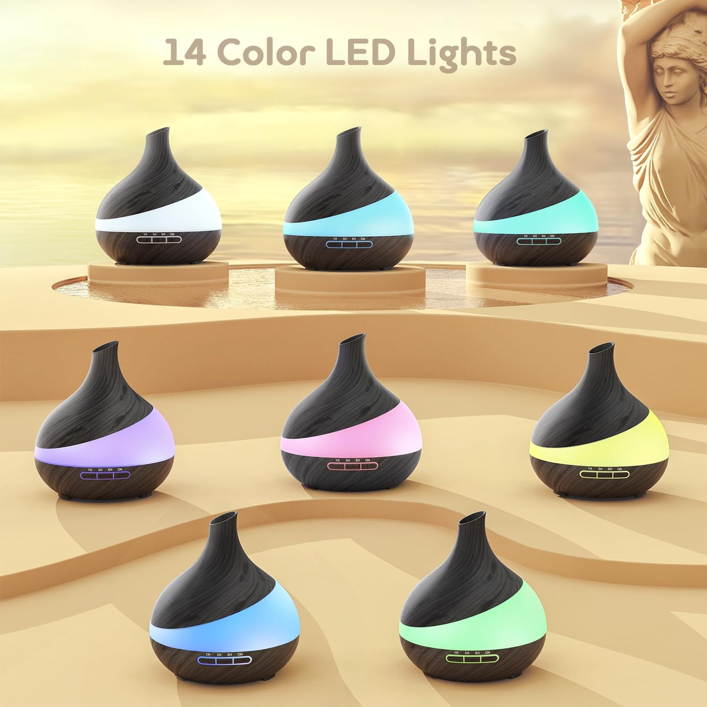 500ML Essential Oil Diffuser: Aroma Diffuser with Remote Control for Hotel Spa Yoga Room - Humidifier with 14 Colors LED Night Light for Bedroom Home Relaxation