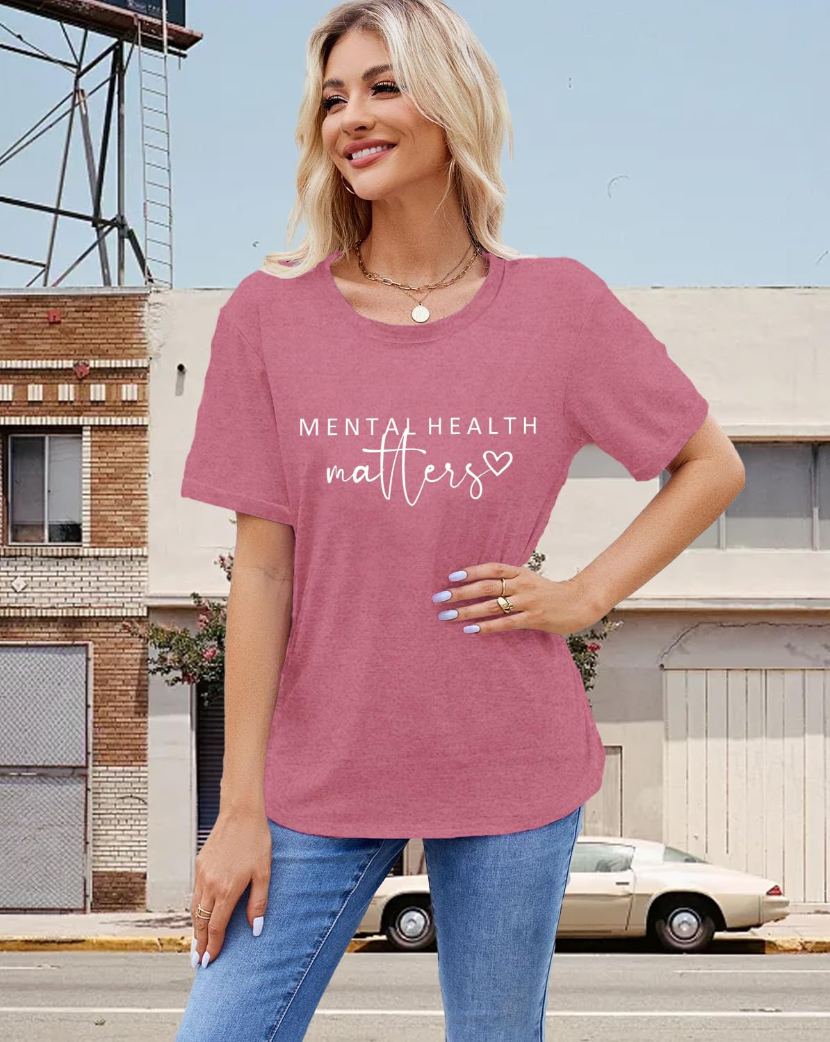Womens Mental Health Matter Shirts Brain Illness T-Shirt Inspirational Therapist Tee Tops