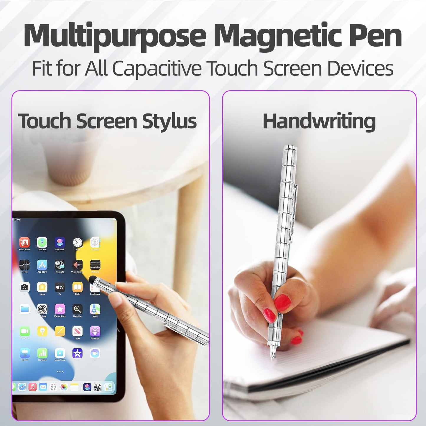 Magnetic Fidget Pen Toys - Multifunctional Writing Novel Pen for Friends, Kids, Boys, Girls, Teens 8+, Office Teacher Birthday Party Gifts, Stress & Anxiety Relief(Black)