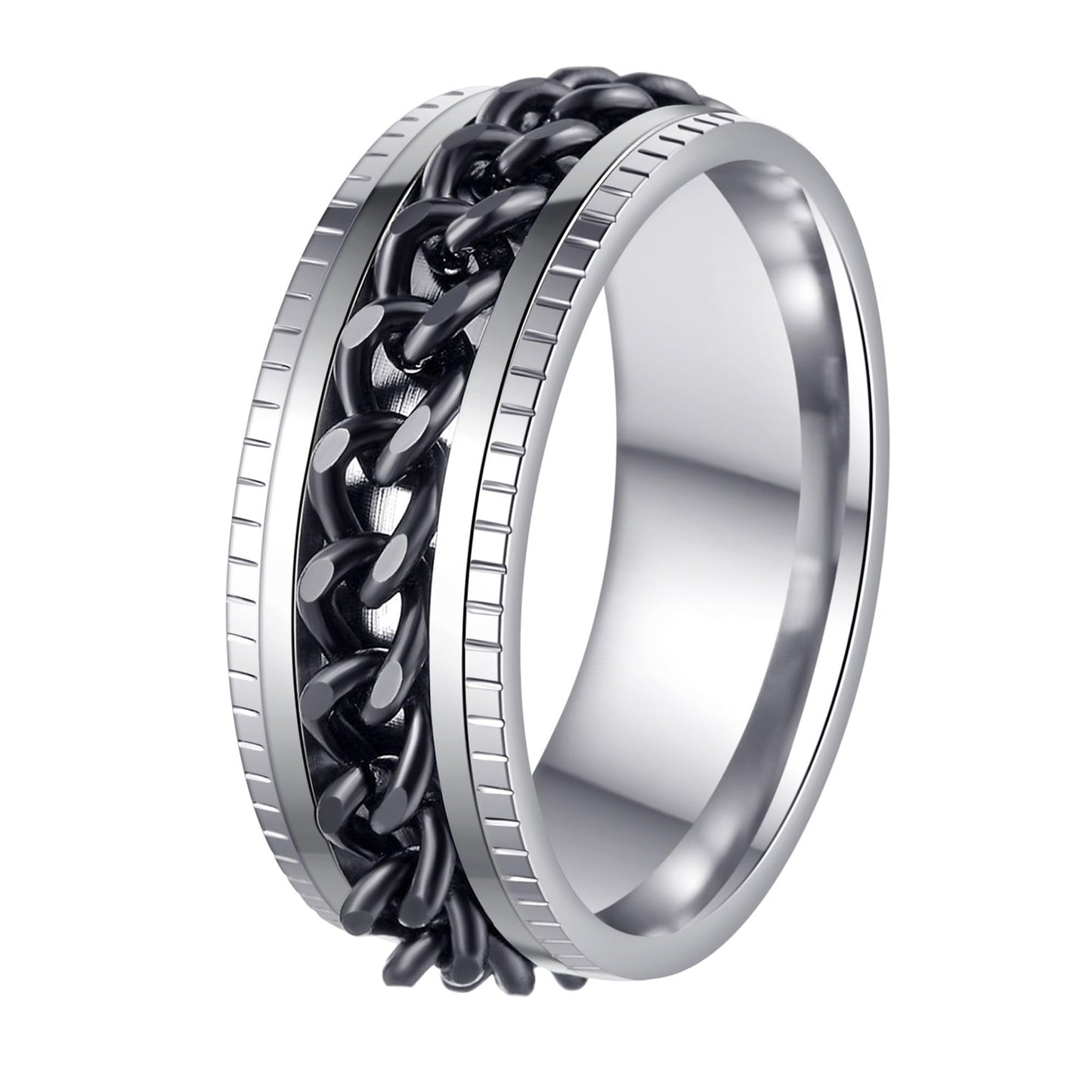 Mens Fidget Rings Anxiety Rings for Men Womens Chain Spinner Rings for Adults Titanium Steel Rings