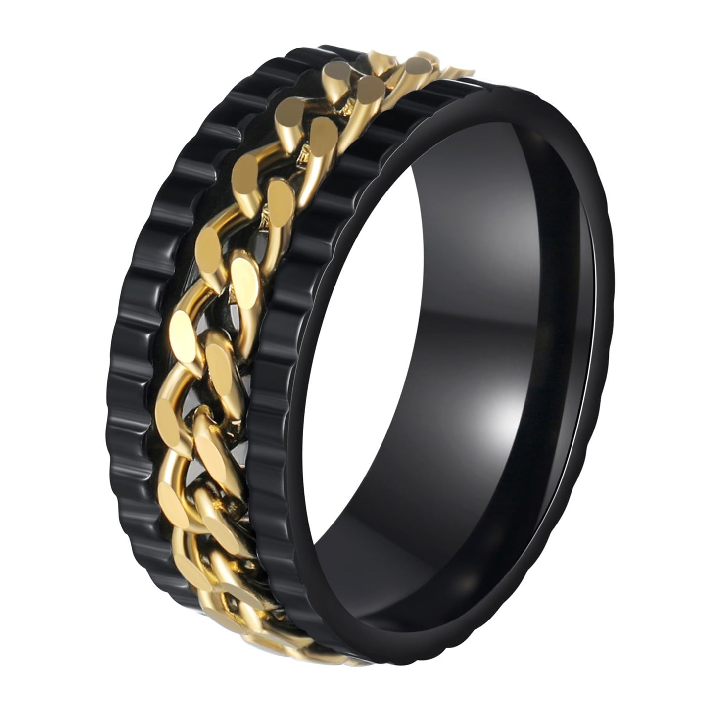 Mens Fidget Rings Anxiety Rings for Men Womens Chain Spinner Rings for Adults Titanium Steel Rings