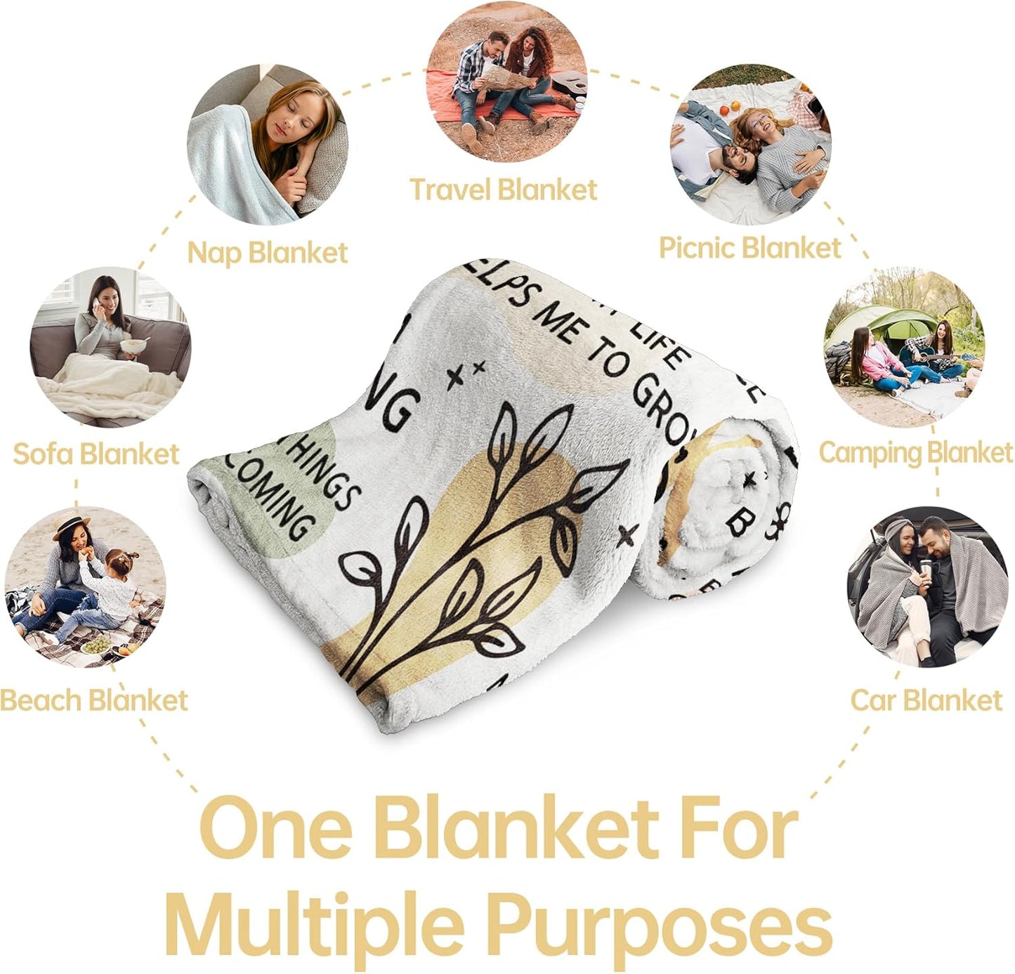 Positive Affirmation Gifts, Soft Blanket with Daily Affirmations Messages, Self Care Motivational Inspirational Encouragement Gifts for Women, Stress Relief Gifts (50"x 60")