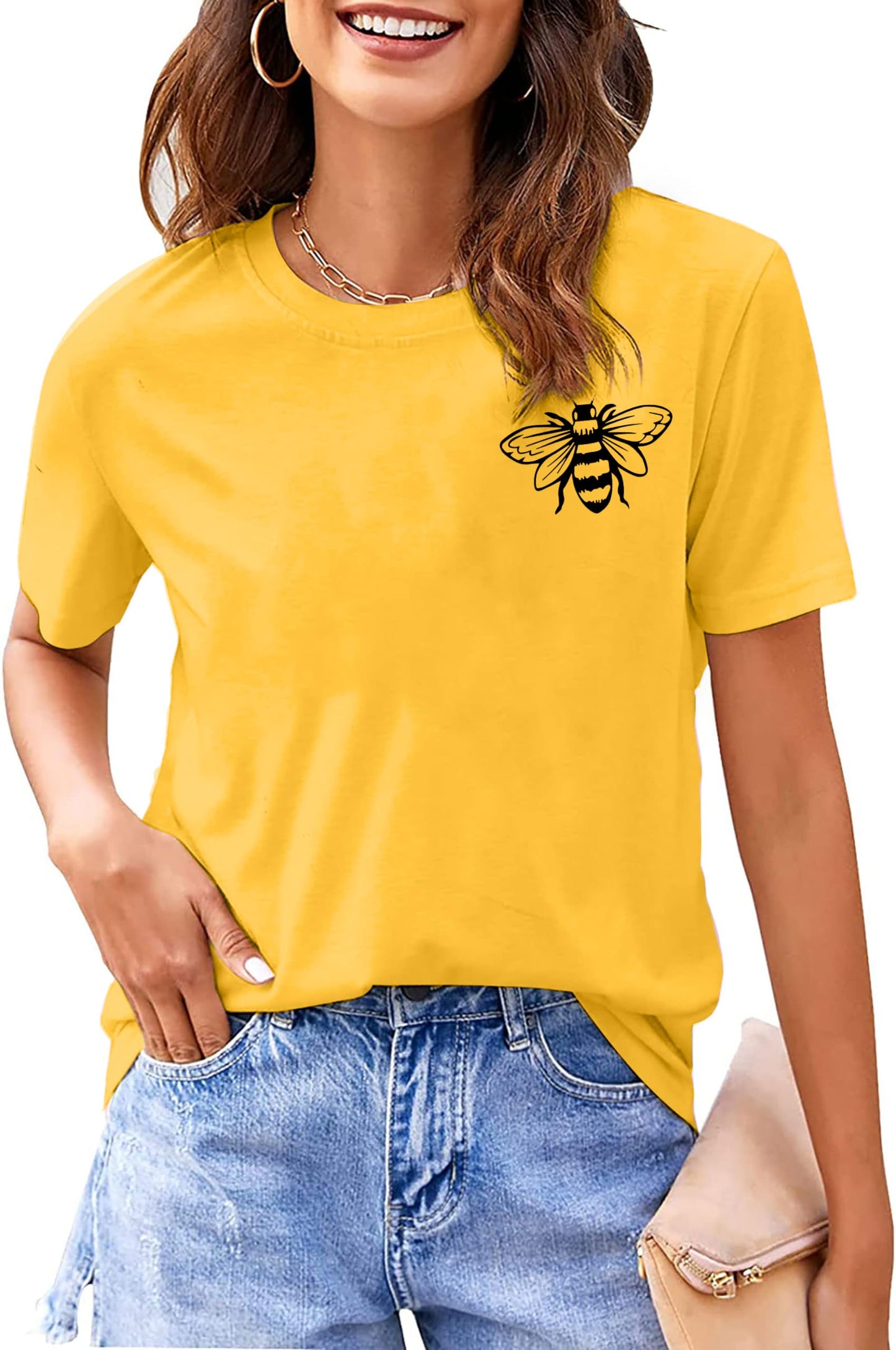 Bee T-Shirt for Women: Cute Bee Graphic Shirts Bee Kind T Shirt Funny Inspirational Casual Tees Tops