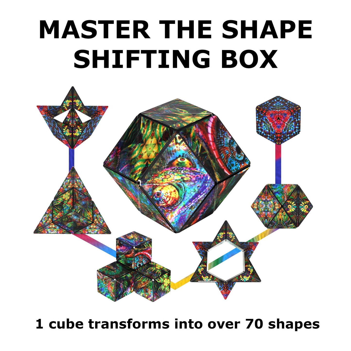 SHASHIBO Shape Shifting Box - STEM Magnetic Fidget Cube That Transforms Into Over 70 Shapes, Download Fun in Motion Toys Mobile App (Mystic Ocean)