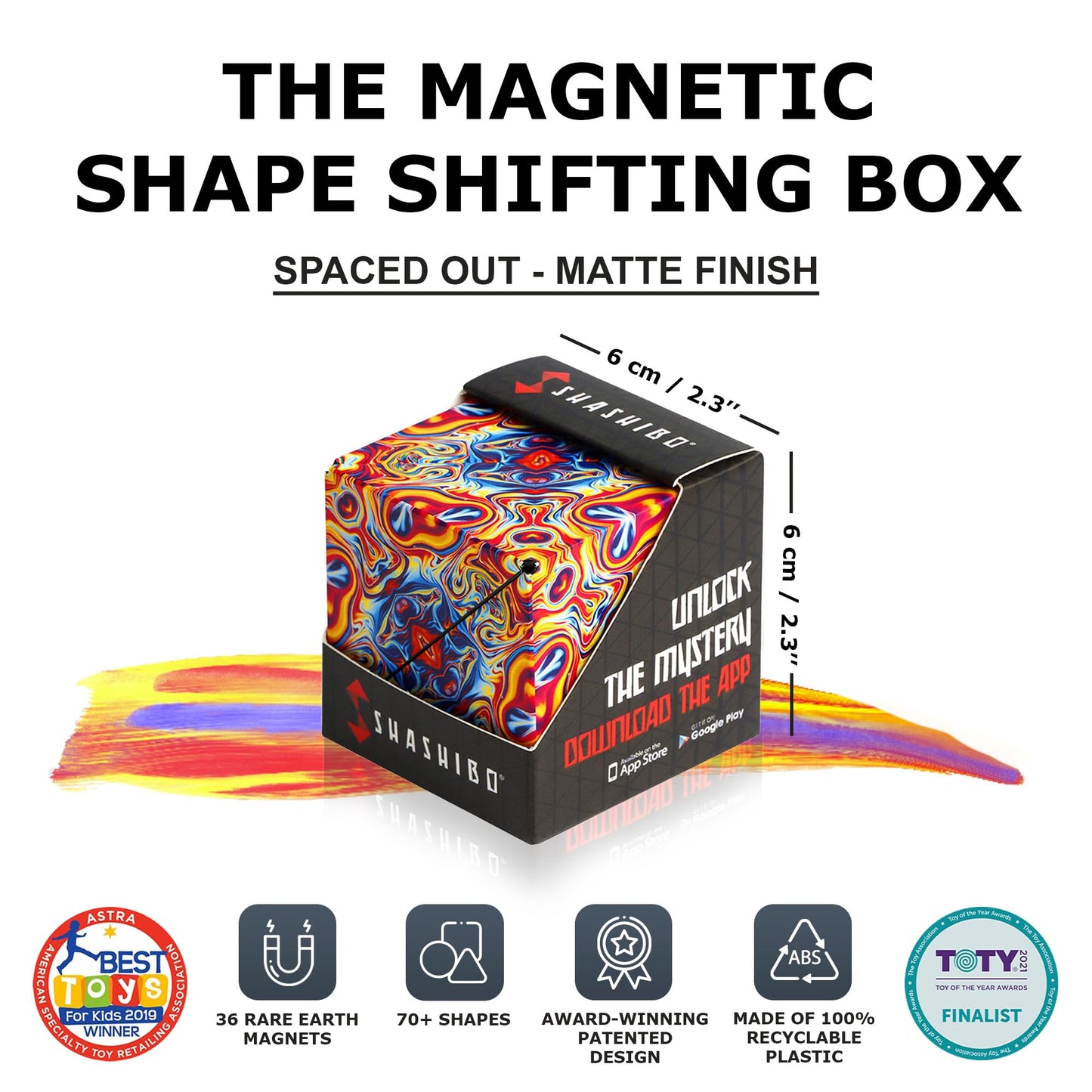 SHASHIBO Shape Shifting Box - STEM Magnetic Fidget Cube That Transforms Into Over 70 Shapes, Download Fun in Motion Toys Mobile App (Mystic Ocean)