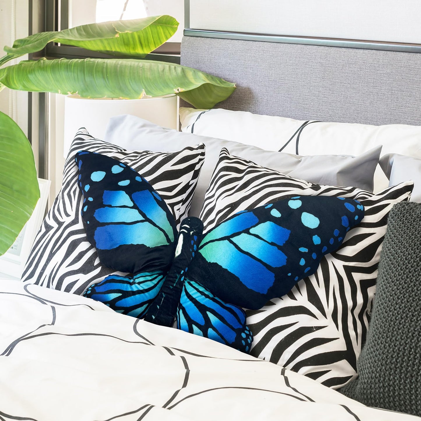 Butterfly Decorations Pillow Decorative Throw-Pillow Stuffed Animal Plush Gifts for Women Decor for Room Home Garden 24.4" x 16.5"