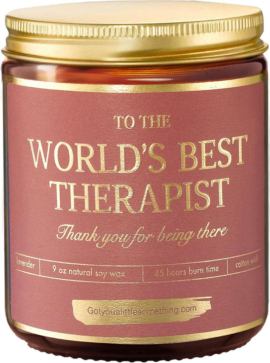 Therapist Gifts - World's Best Therapist Candle, Appreciation Gift Idea for Women Therapists, Mental Health Professionals, Occupational Therapy, Respiratory, Massage, Physical Therapist Gifts