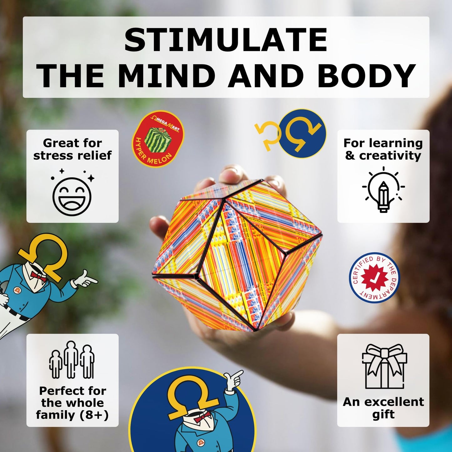 SHASHIBO Shape Shifting Box - STEM Magnetic Fidget Cube That Transforms Into Over 70 Shapes, Download Fun in Motion Toys Mobile App (Mystic Ocean)