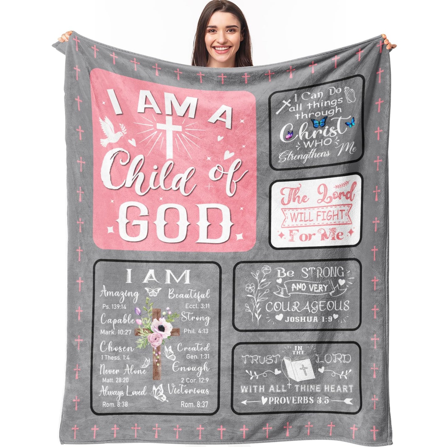 Christian Gifts for Women Inspirational Bible Verse Blanket Religious Scripture Prayer Faith Throw Blanket Soft Flannel Healing Blanket 50"X40"