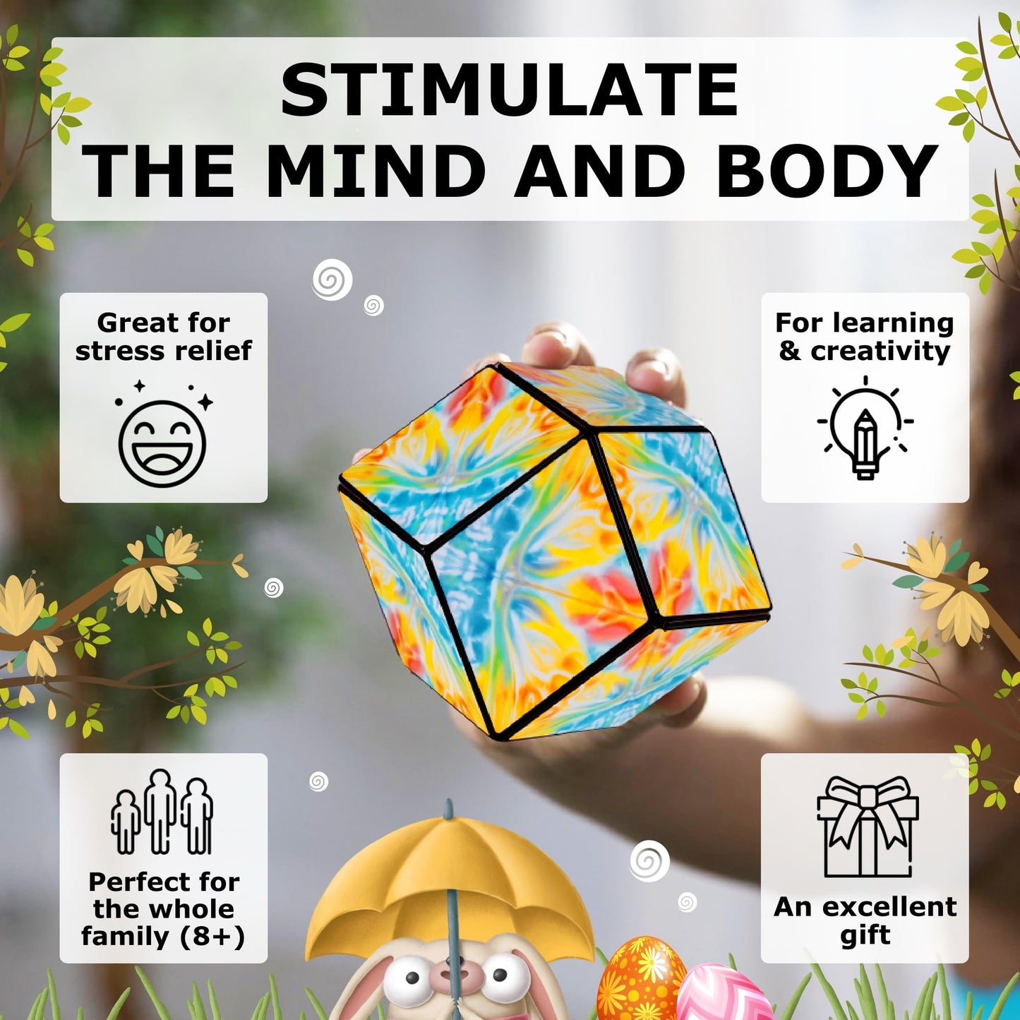 SHASHIBO Shape Shifting Box - STEM Magnetic Fidget Cube That Transforms Into Over 70 Shapes, Download Fun in Motion Toys Mobile App (Mystic Ocean)