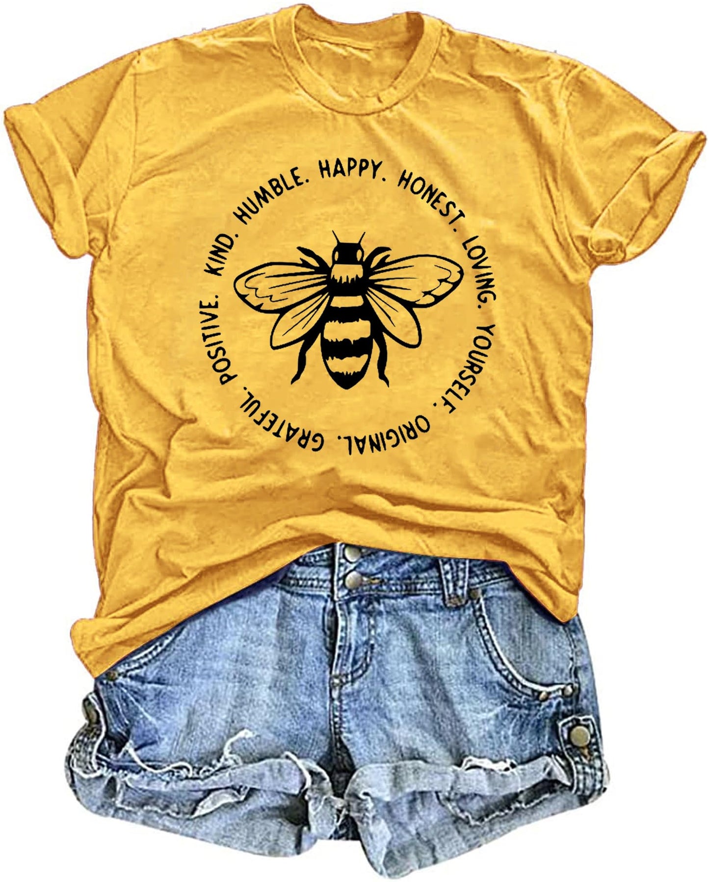 Bee T-Shirt for Women: Cute Bee Graphic Shirts Bee Kind T Shirt Funny Inspirational Casual Tees Tops