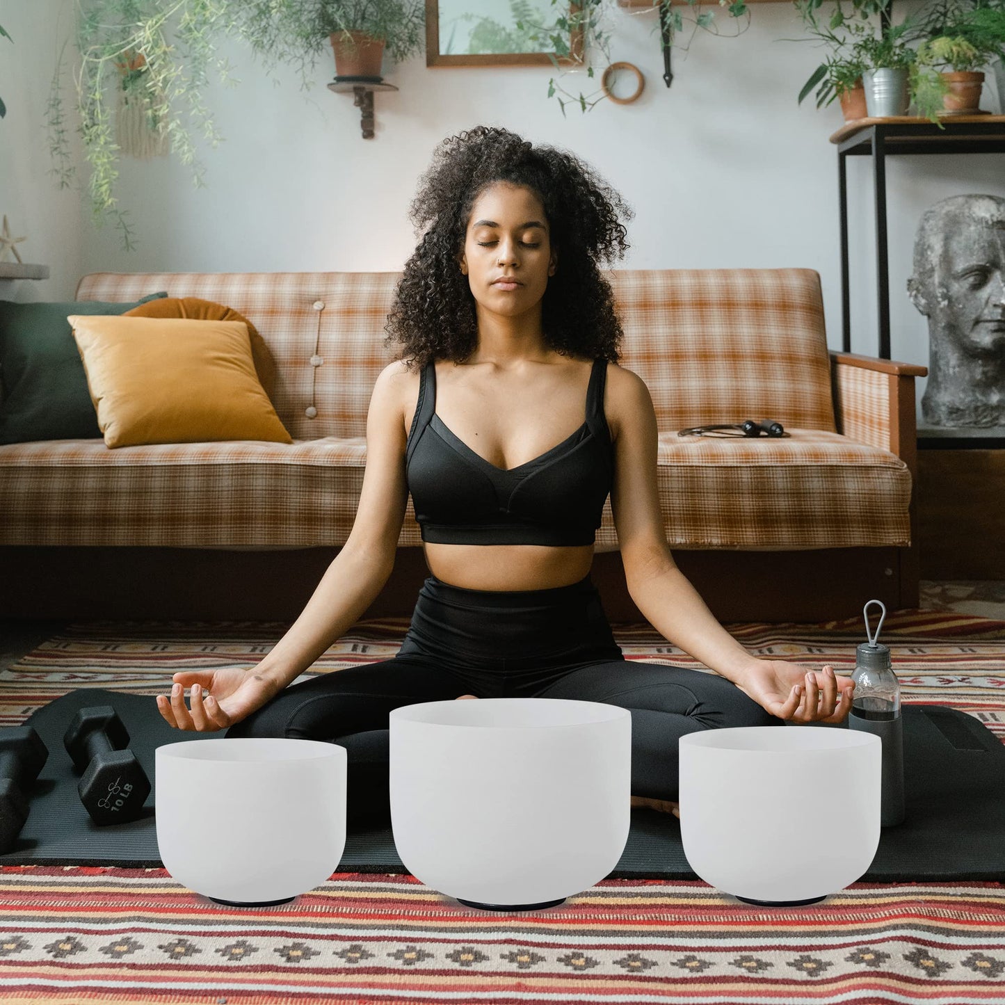 FMTY 7inch 8inch 9inch Crystal singing bowls set sound bowl for healing Mindfulness, Meditation, Yoga, Spiritual and Body Healing Chakra Bowl (D+F+C)