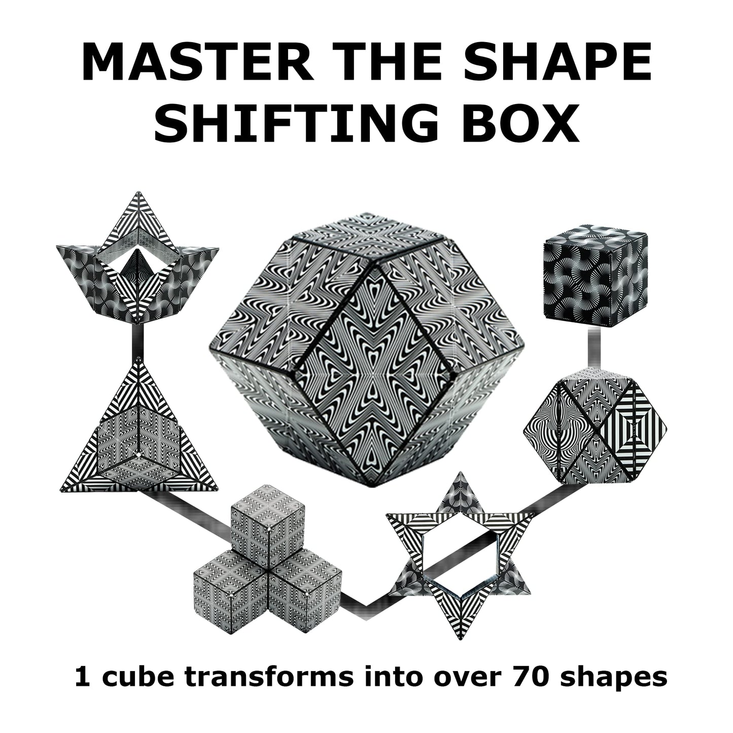 SHASHIBO Shape Shifting Box - STEM Magnetic Fidget Cube That Transforms Into Over 70 Shapes, Download Fun in Motion Toys Mobile App (Mystic Ocean)