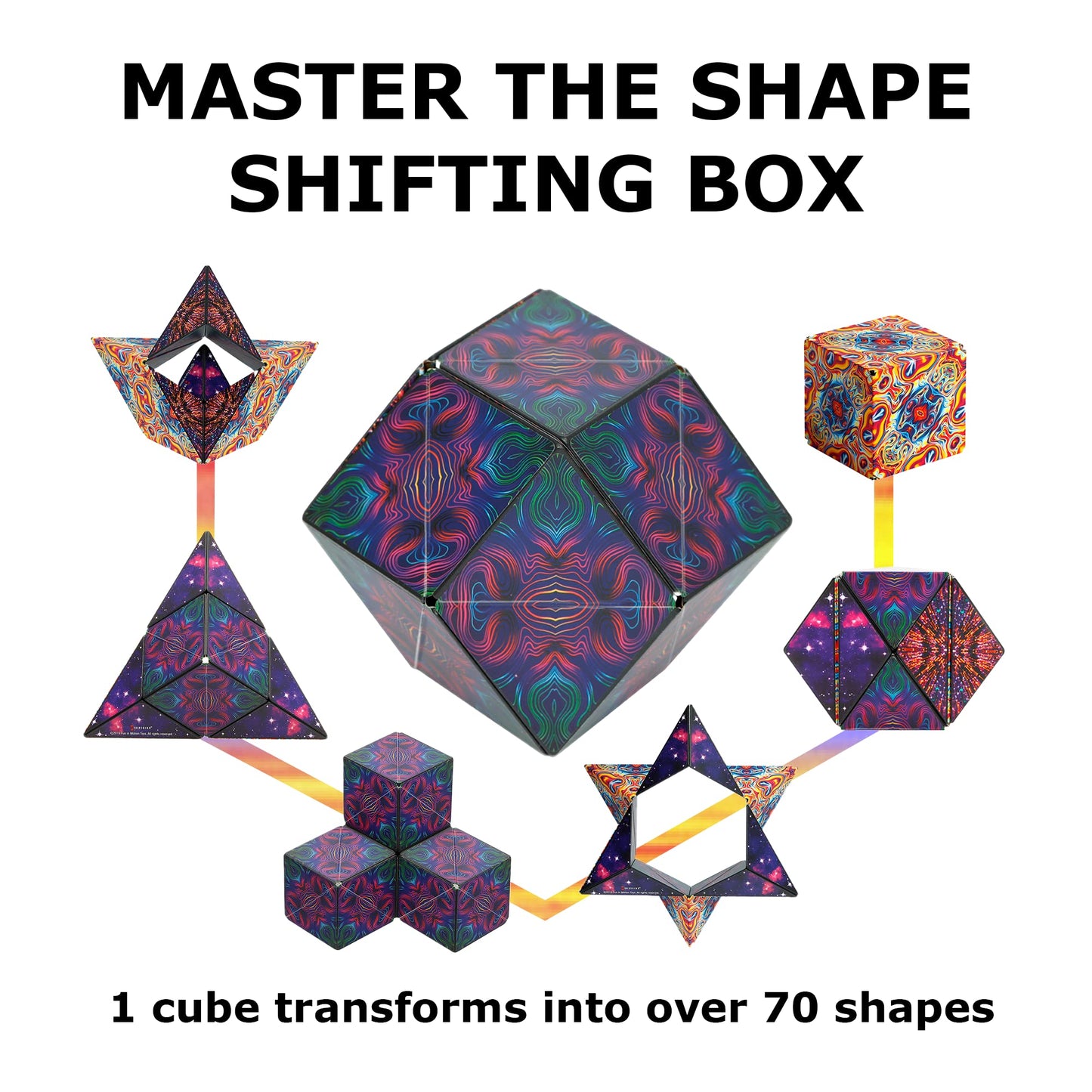 SHASHIBO Shape Shifting Box - STEM Magnetic Fidget Cube That Transforms Into Over 70 Shapes, Download Fun in Motion Toys Mobile App (Mystic Ocean)
