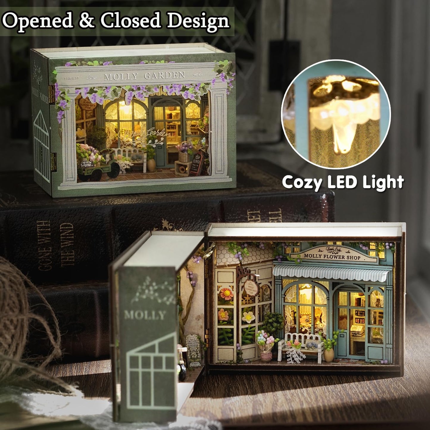 TuKIIE DIY Miniature Dollhouse Kit with Furniture, 1:32 Scale Opened & Closed Mini Cube Wooden Doll House Book Nook Creative Room for Kids Teens Adults(Forest Wonderland)