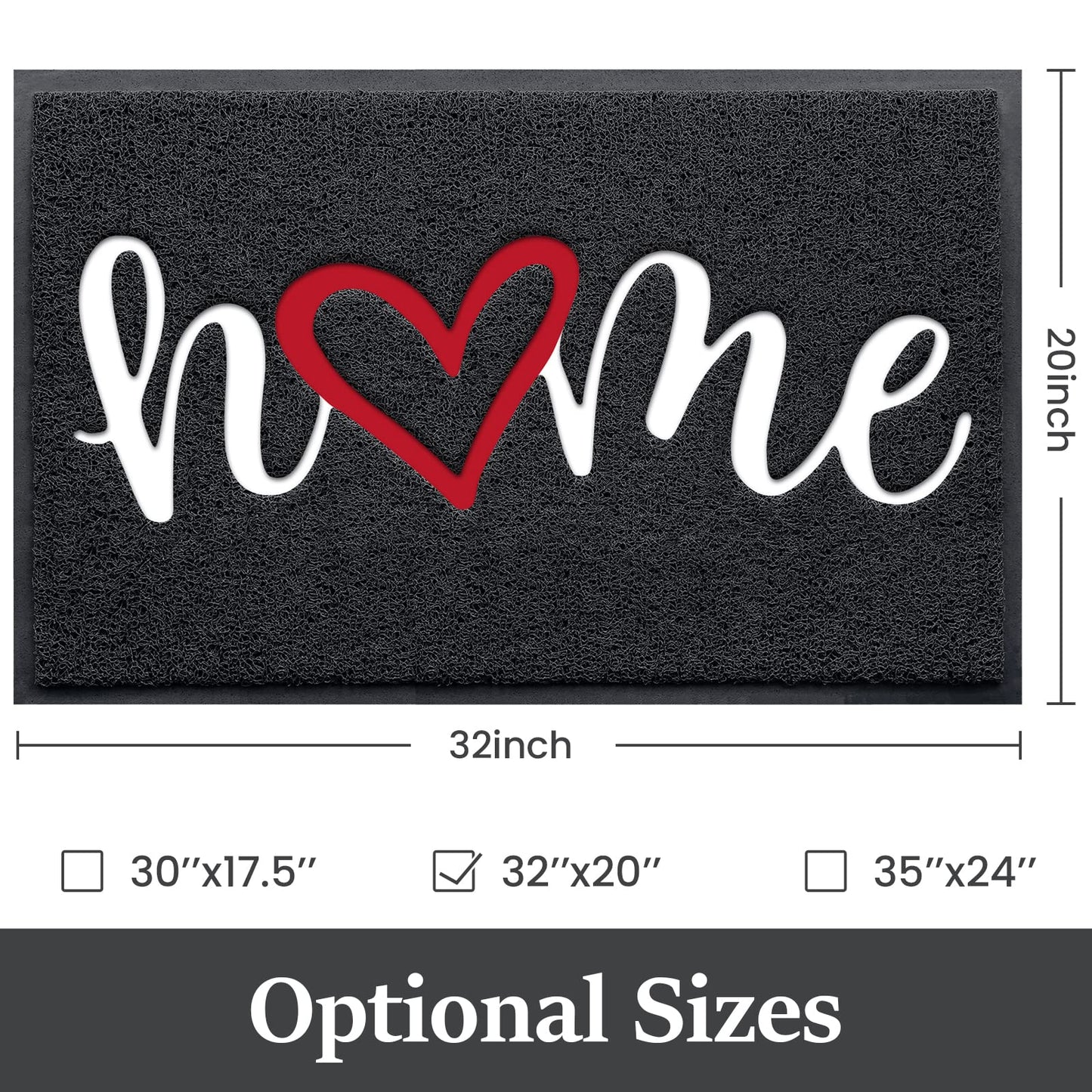 Door Mat Home Welcome Mats Outdoor and Indoor, Heavy-Duty Low-Profile Non-Slip Front Welcome Mat for Home Entrance, Outside Entry, Yard, Floor, Patio (30''x17.5'', Black)