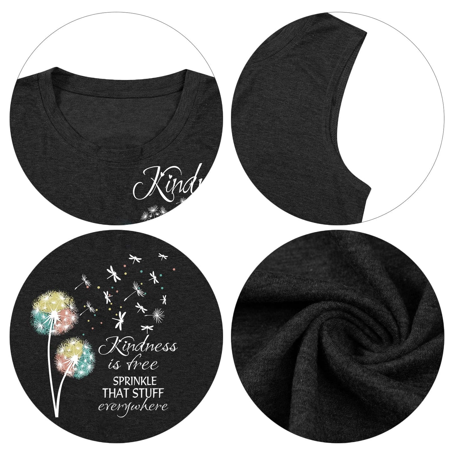 Be Kind Shirt for Women Teacher Kindness Positive Message Tshirt Dandelion Graphic Summer Tee Tops