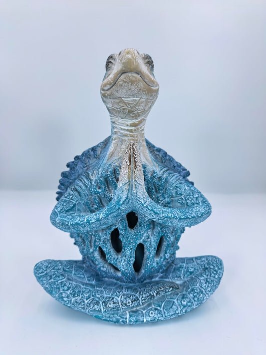 VVGIFTS Sea Turtle Meditation Yoga Decor, Garden Figurine Sea Turtle Meditating Coastal Beach Decorations, Zen Yoga Resin Statue for Home Office Decorations (Put The Palm Separate)