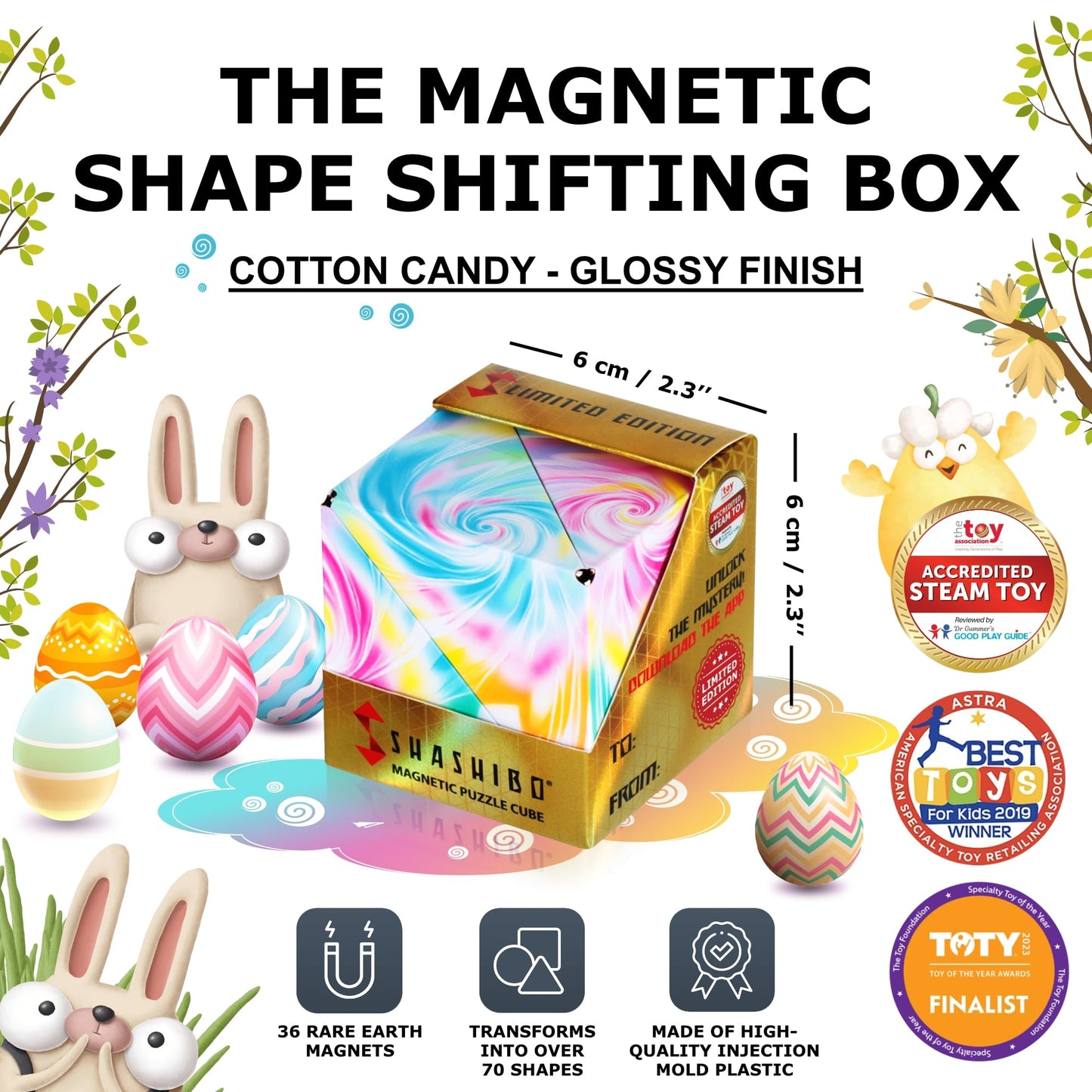 SHASHIBO Shape Shifting Box - STEM Magnetic Fidget Cube That Transforms Into Over 70 Shapes, Download Fun in Motion Toys Mobile App (Mystic Ocean)