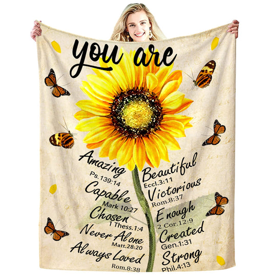 Christian Gifts for Women Inspirational Bible Verse Blanket Religious Scripture Prayer Faith Throw Blanket Soft Flannel Healing Blanket 50"X40"