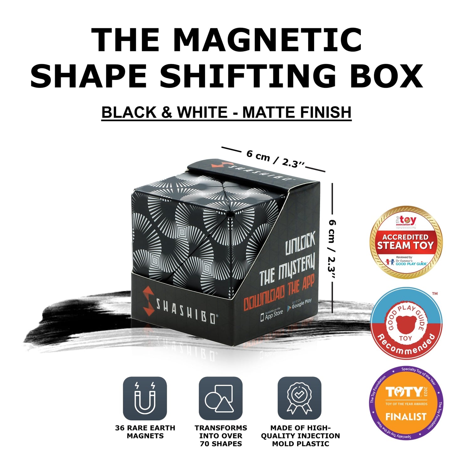 SHASHIBO Shape Shifting Box - STEM Magnetic Fidget Cube That Transforms Into Over 70 Shapes, Download Fun in Motion Toys Mobile App (Mystic Ocean)