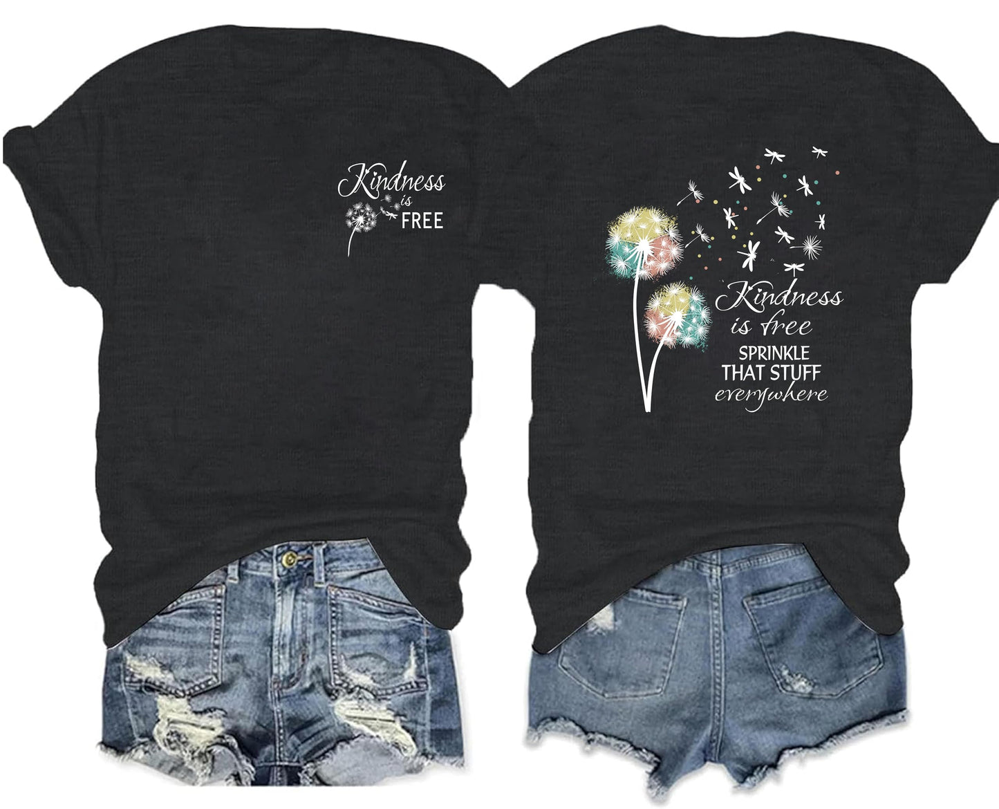 Be Kind Shirt for Women Teacher Kindness Positive Message Tshirt Dandelion Graphic Summer Tee Tops