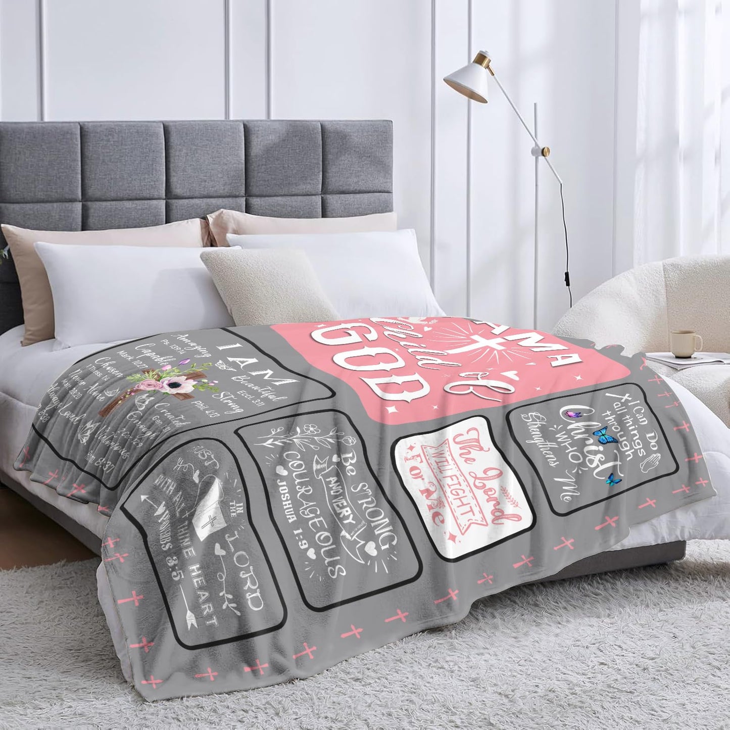 Christian Gifts for Women Inspirational Bible Verse Blanket Religious Scripture Prayer Faith Throw Blanket Soft Flannel Healing Blanket 50"X40"