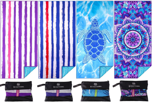 2 Pack Microfiber Oversized Lightweight Beach Towel 71"x32" XL Extra Large Thin Sand Free Towels Travel Swim Pool Yoga Gym Camping for Adults Women Men Beach Essentials Accessories Vacation Gift
