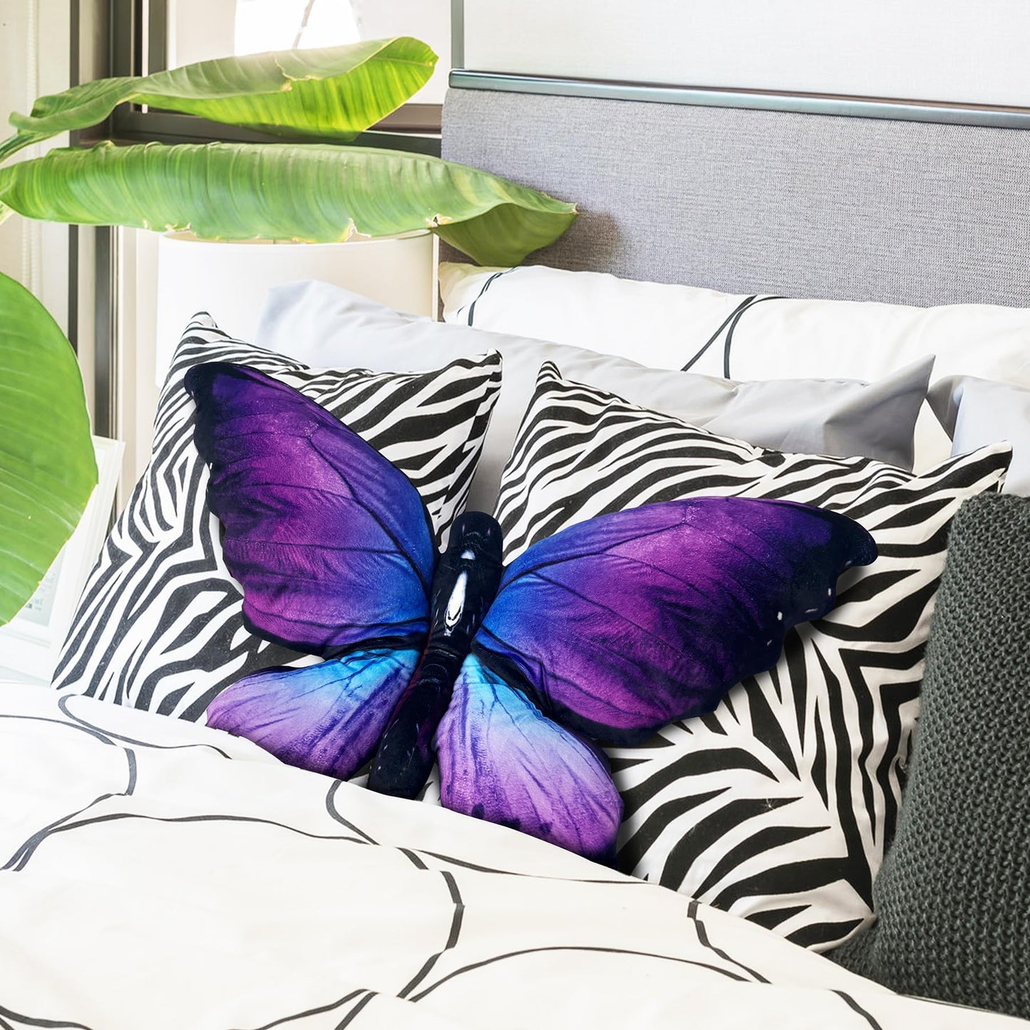 Butterfly Decorations Pillow Decorative Throw-Pillow Stuffed Animal Plush Gifts for Women Decor for Room Home Garden 24.4" x 16.5"