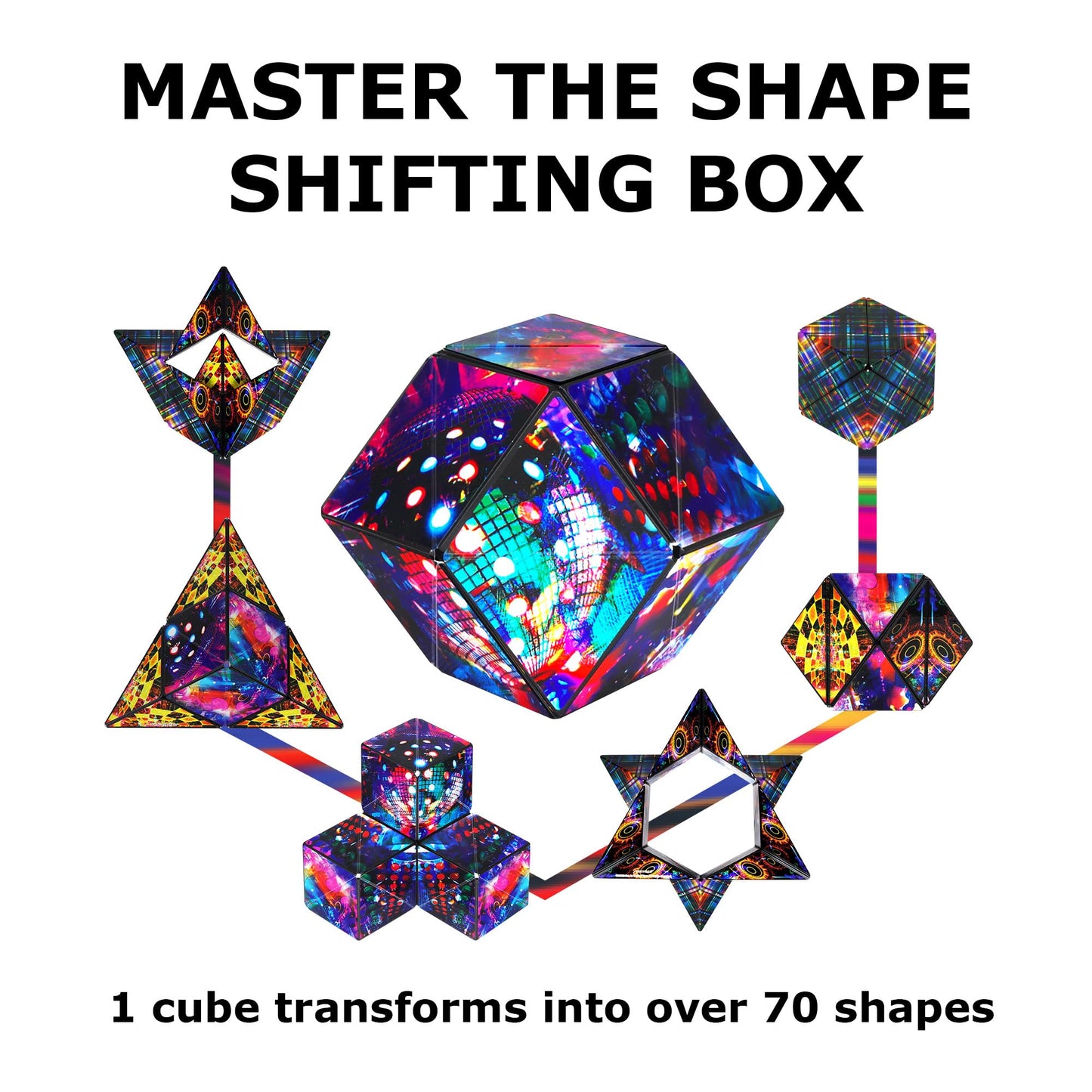 SHASHIBO Shape Shifting Box - STEM Magnetic Fidget Cube That Transforms Into Over 70 Shapes, Download Fun in Motion Toys Mobile App (Mystic Ocean)