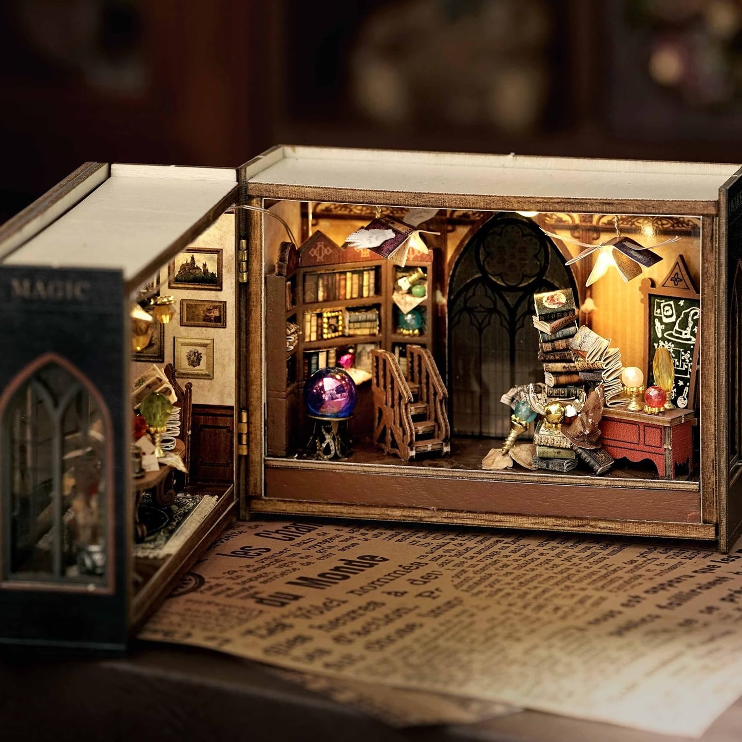TuKIIE DIY Miniature Dollhouse Kit with Furniture, 1:32 Scale Opened & Closed Mini Cube Wooden Doll House Book Nook Creative Room for Kids Teens Adults(Forest Wonderland)