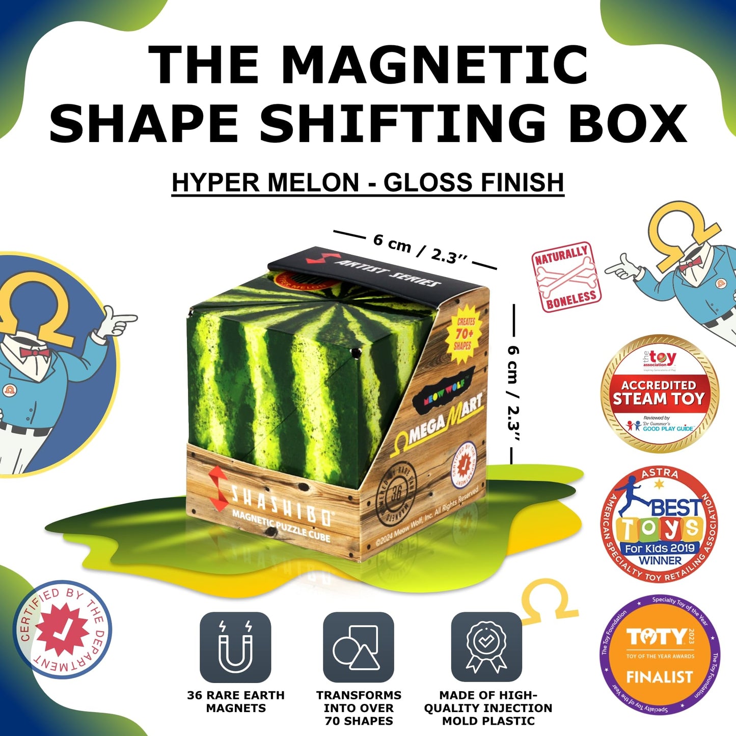 SHASHIBO Shape Shifting Box - STEM Magnetic Fidget Cube That Transforms Into Over 70 Shapes, Download Fun in Motion Toys Mobile App (Mystic Ocean)